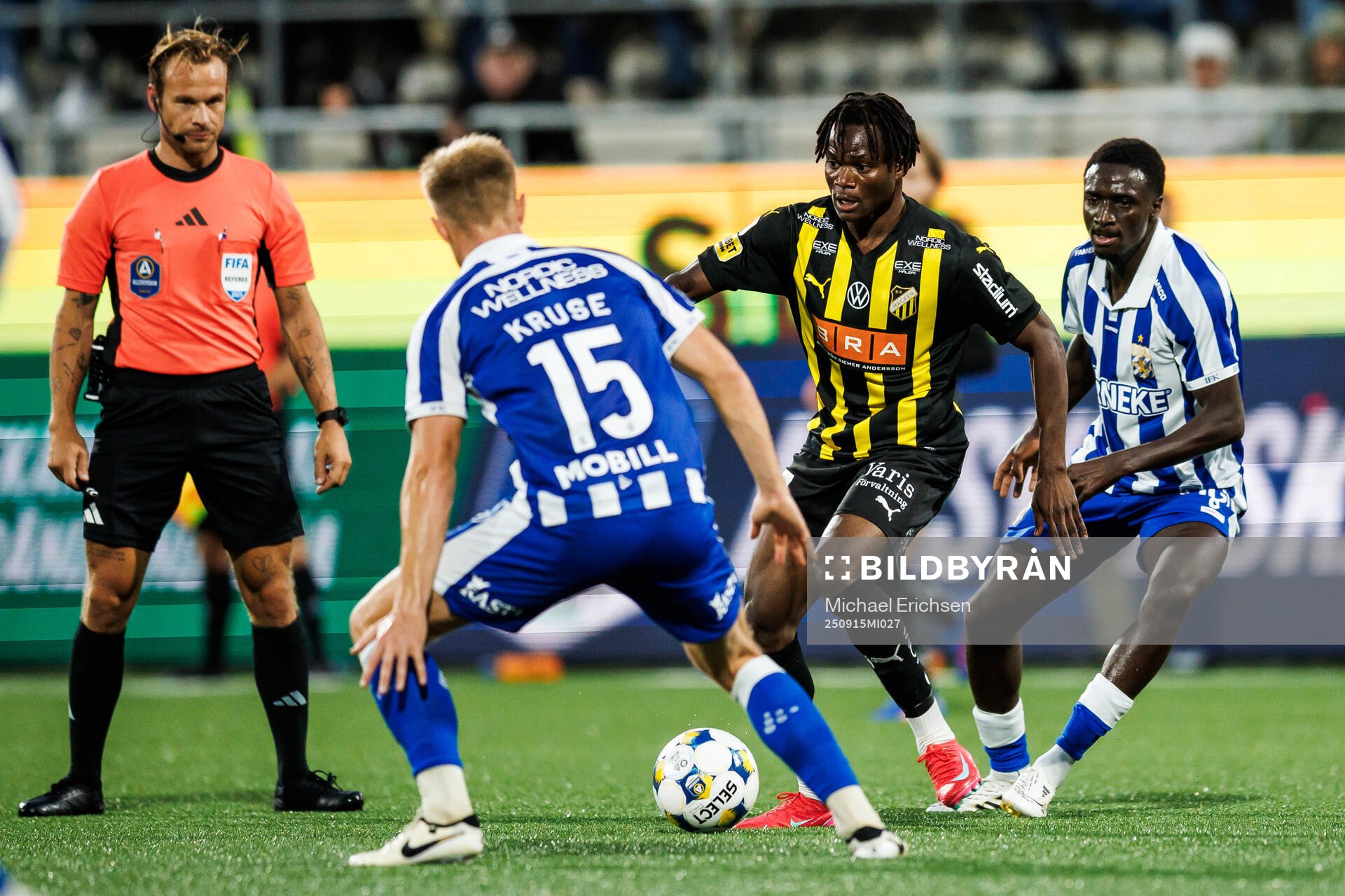 Häckens Severin Nioule och IFK Göteborgs David Kruse och