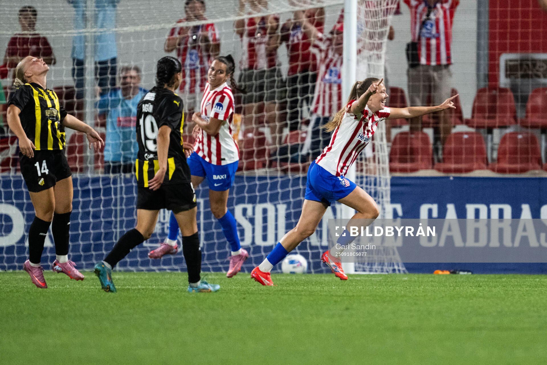 Synne Jensen of Atletico Madrid celebrates