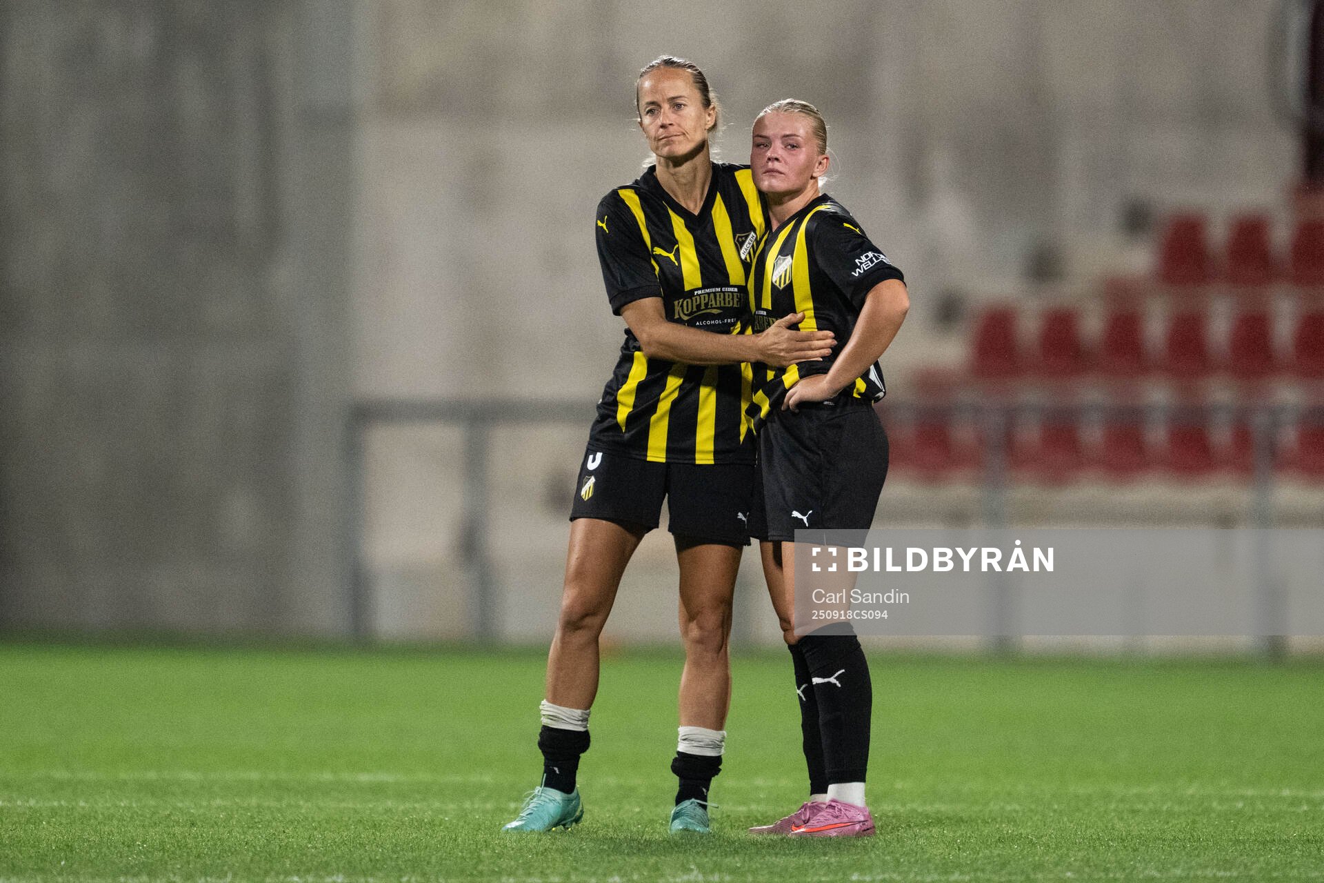 Aivi Luik and Matilda Nildén of Häcken look dejected