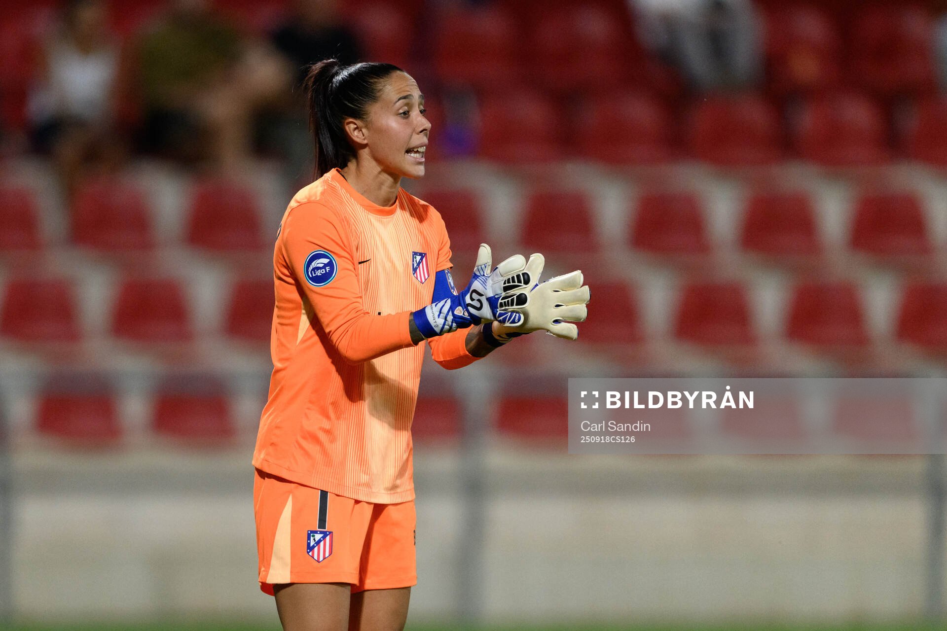Goalkeeper Lola Gallardo of Atletico Madrid