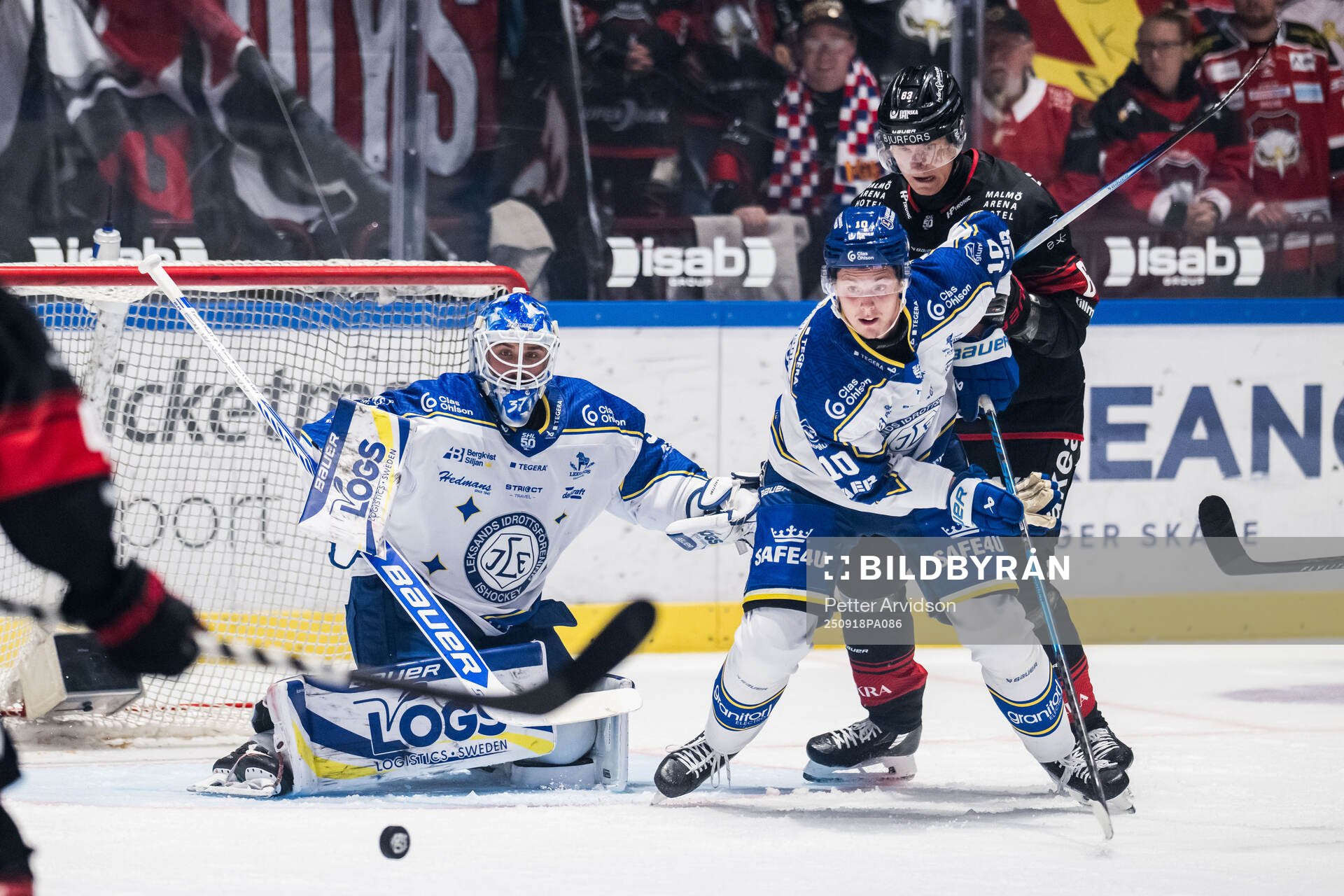 Leksands målvakt Jakob Hellsten och Anton Johansson och