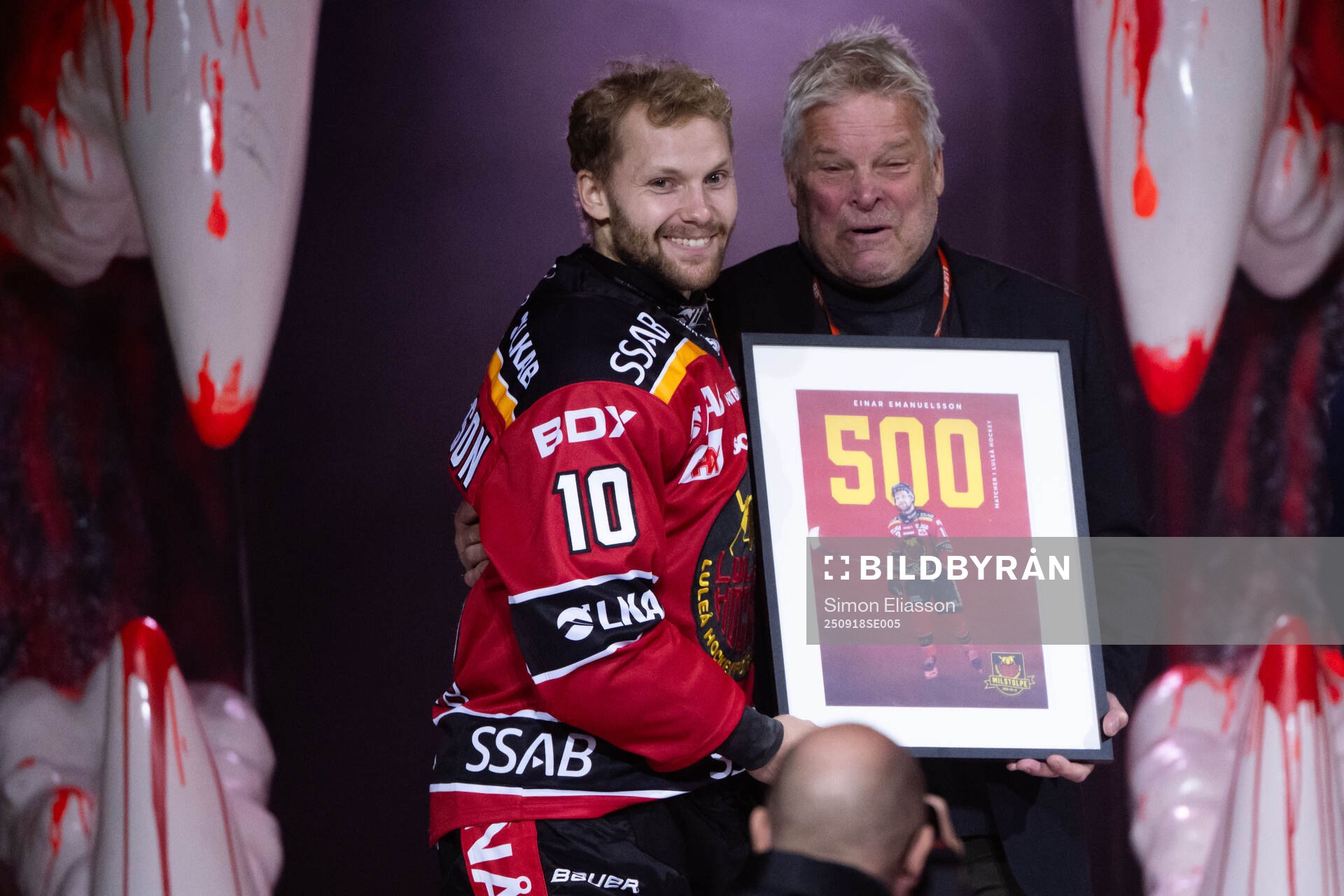 Luleås Einar Emanuelsson hyllas för 500 matcher med