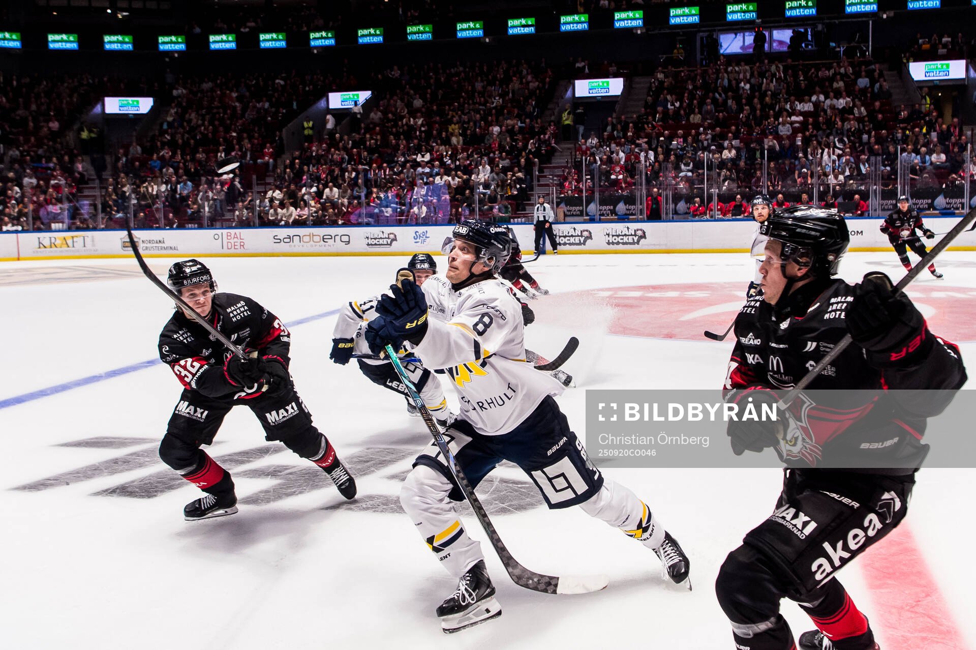 HV71s Lucas Lagerberg och Malmö Redhawks Joona Ikonen och