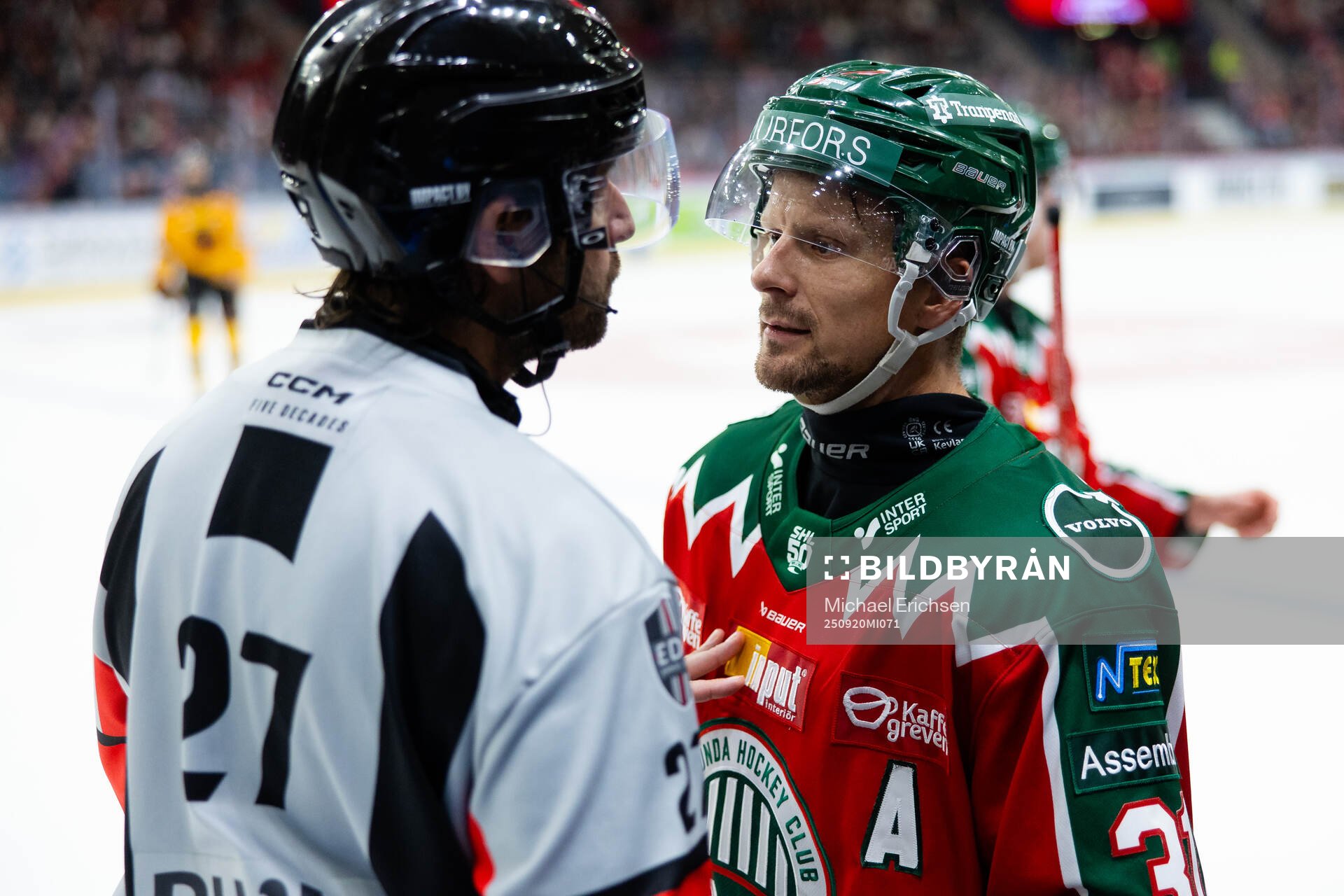 Domare Mikael Sjöqvist och Frölundas Nicklas Lasu