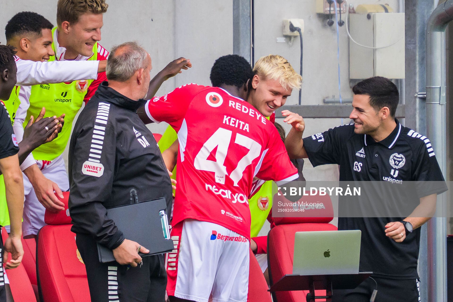 Kalmars Aboubacar Keita jublar och Carl Gustafsson jublar