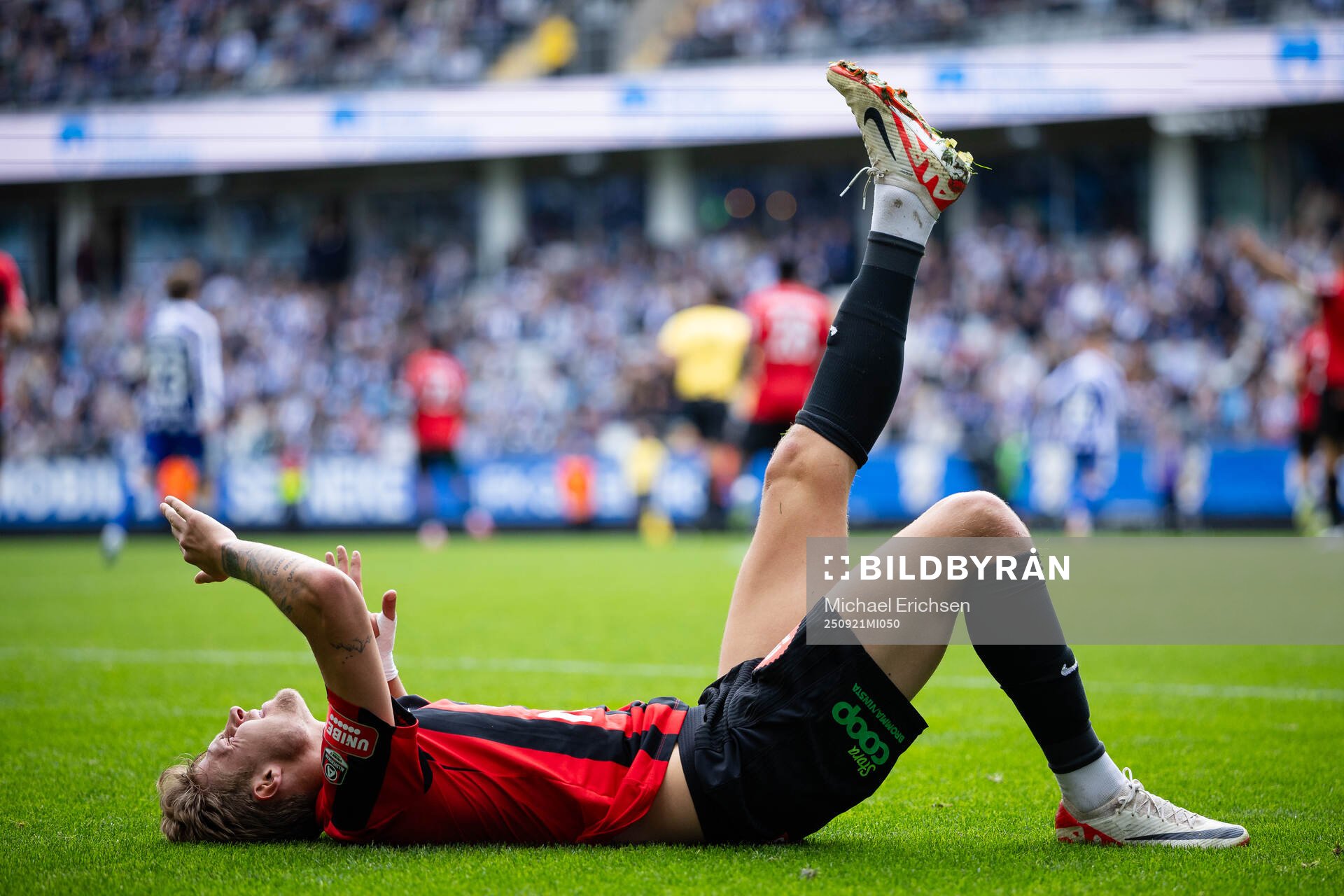 Brommapojkarnas Lukas Björklund har kramp