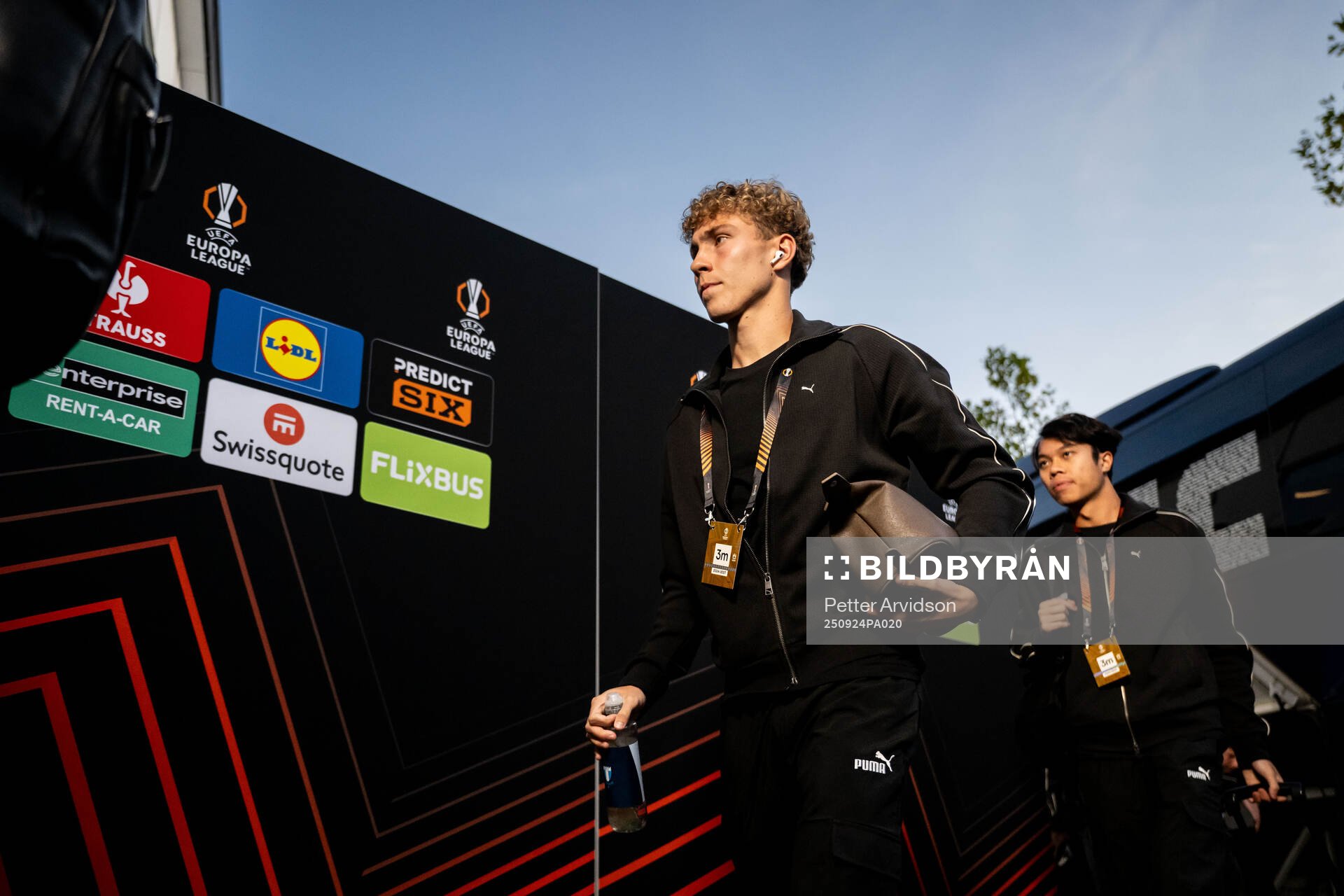 Malmö FFs Hugo Bolin arrives at the stadium