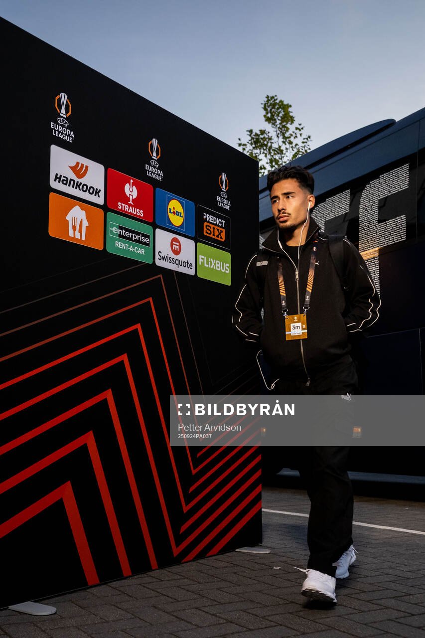 Malmö FFs Adrian Skogmar arrives at the stadium