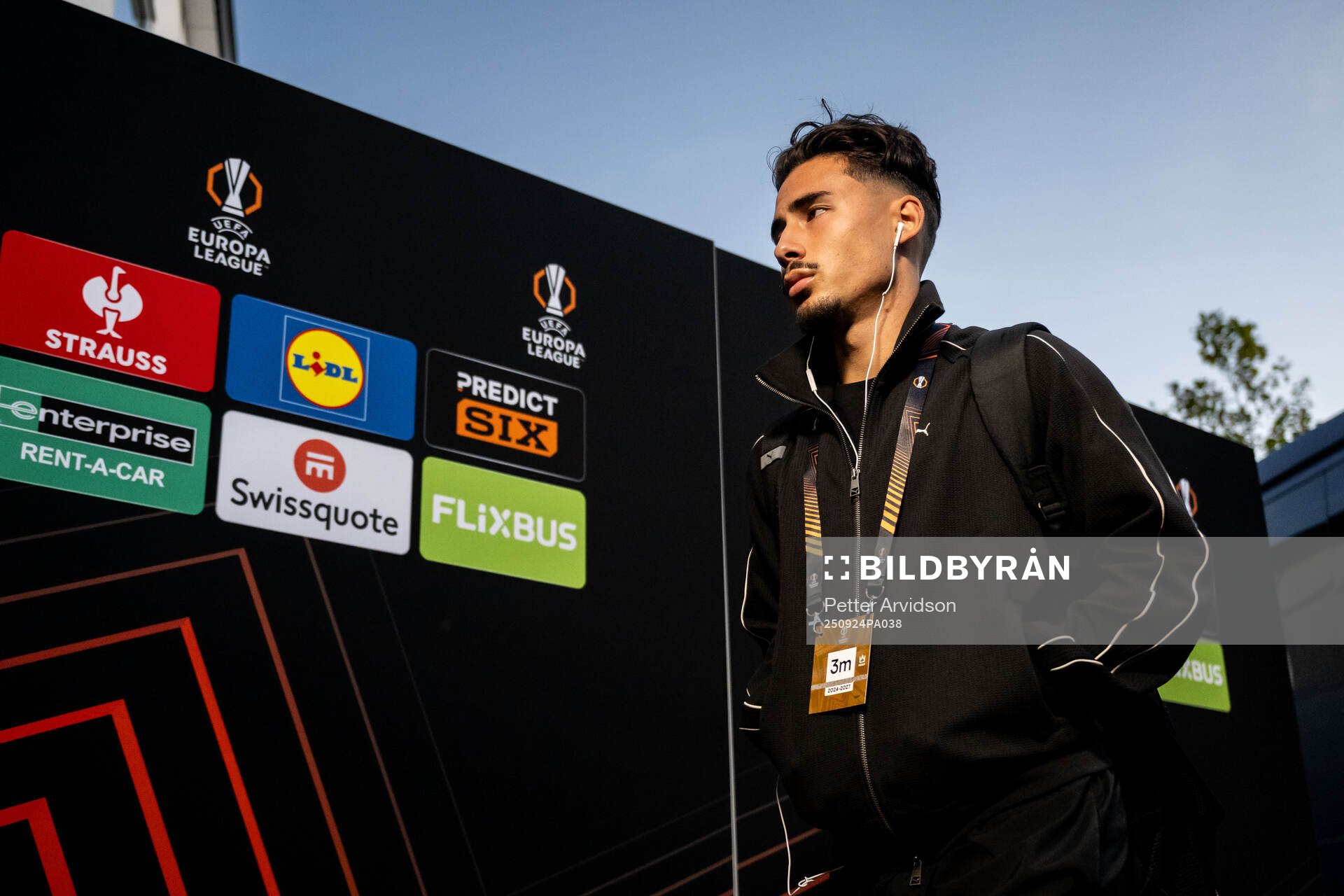 Malmö FFs Adrian Skogmar arrives at the stadium