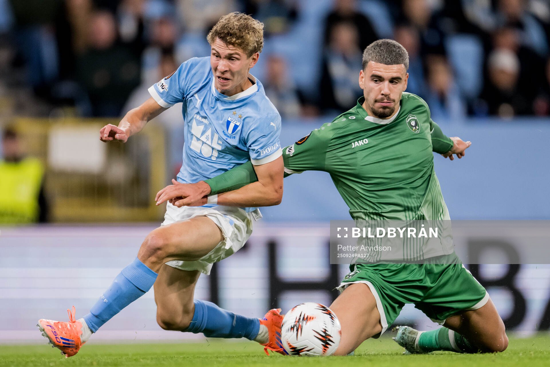 Hugo Bolin of Malmö FF and Edvin Kurtulus of Ludogorets