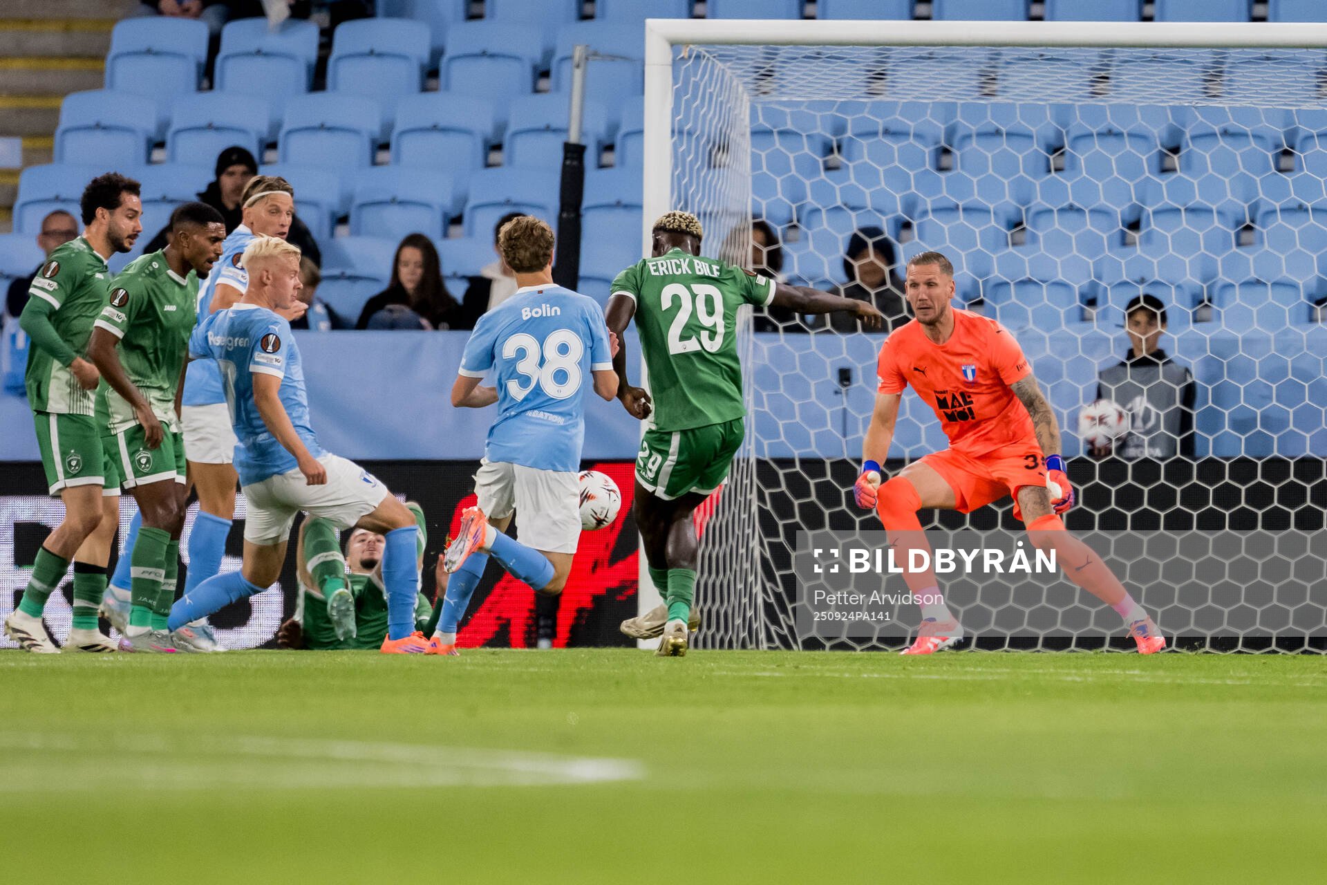 Yves Erick Bile of Ludogorets scores 0-2 behind goalkeeper