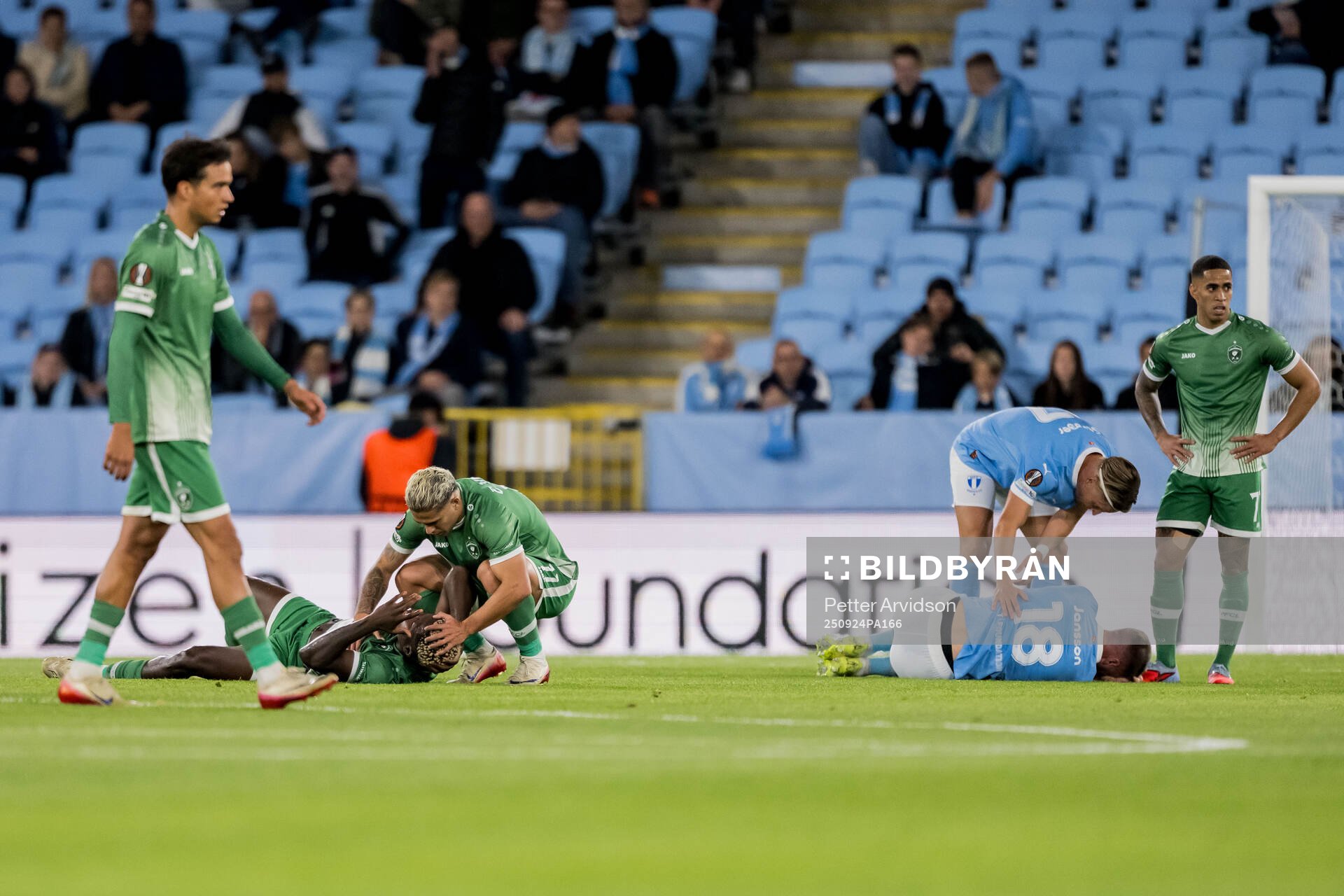 Yves Erick Bile of Ludogorets and Pontus Jansson of Malmö
