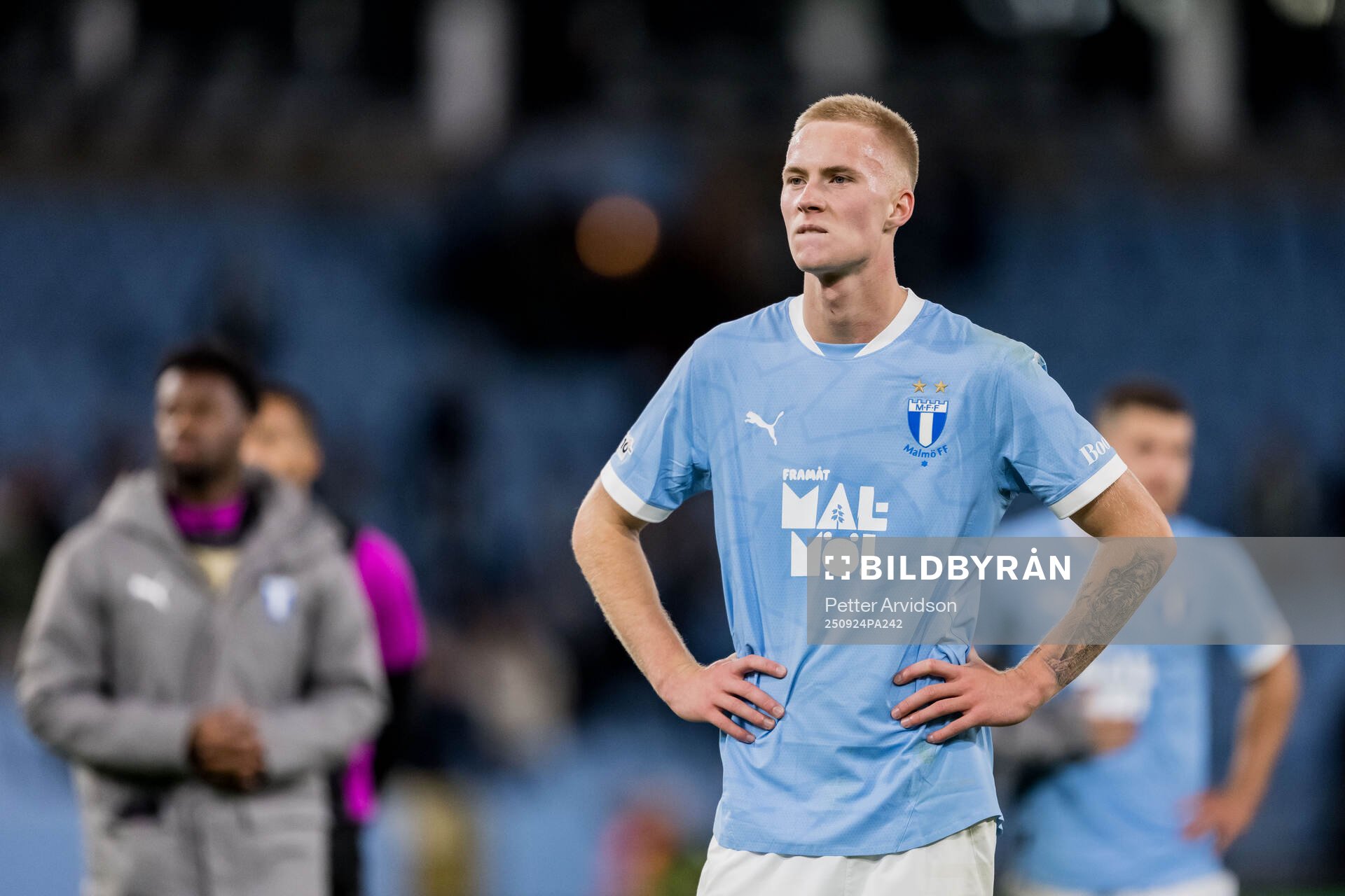 Daniel Gudjohnsen of Malmö FF looks dejected