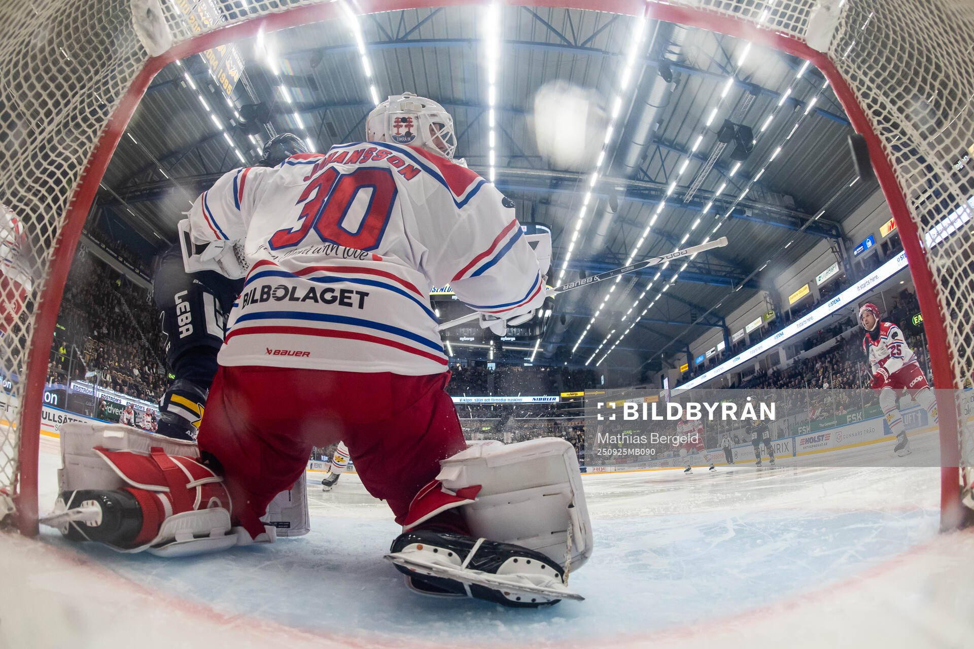 HV71s Justin Glenn Kloos (ej i bild) gör 1-0 bakom Timrås