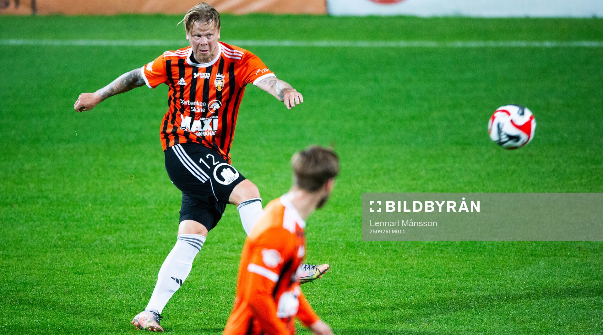 Kristianstads David Lötquist i matchen i division 2 mellan