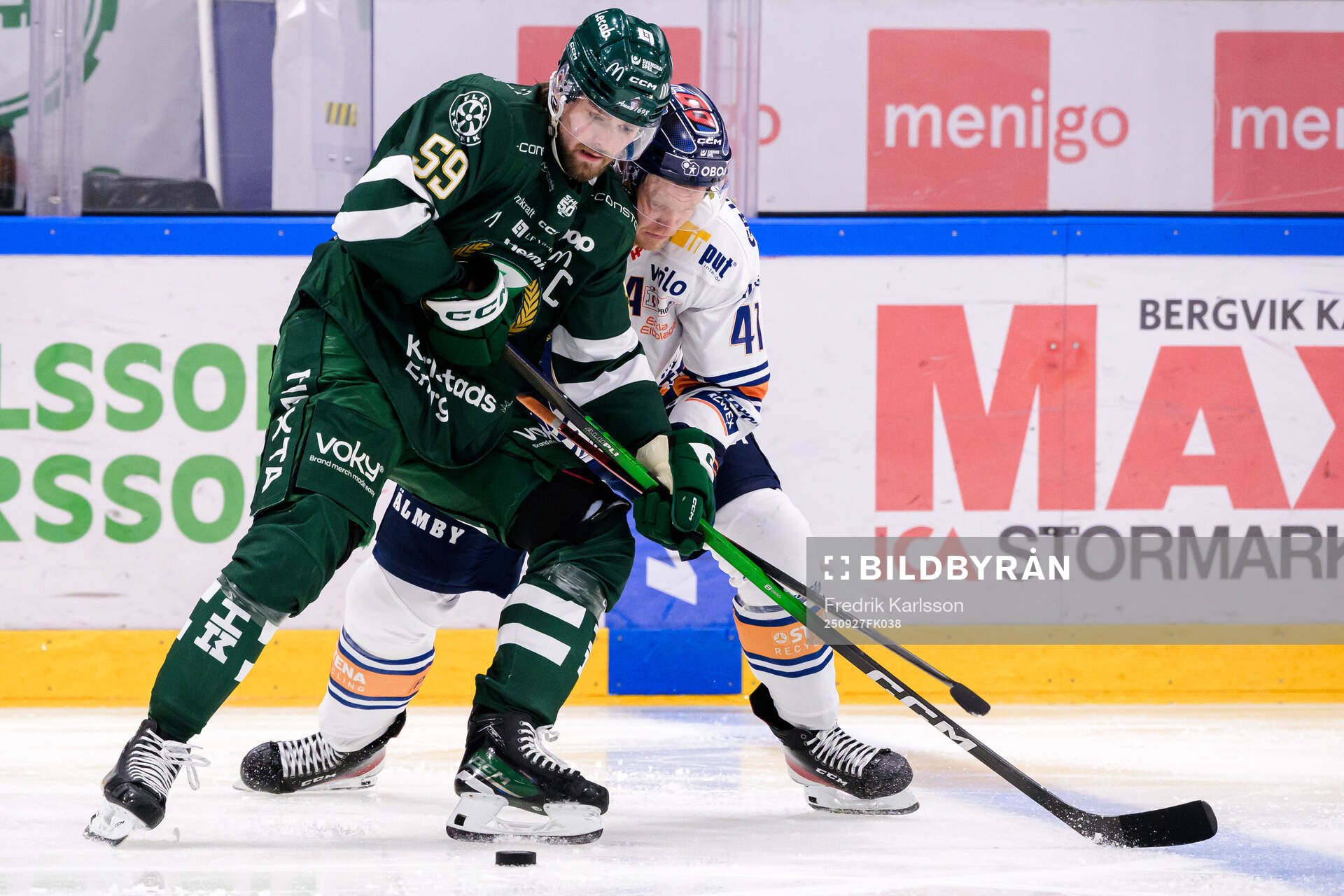Färjestads Linus Johansson och Växjös Ludvig Nilsson