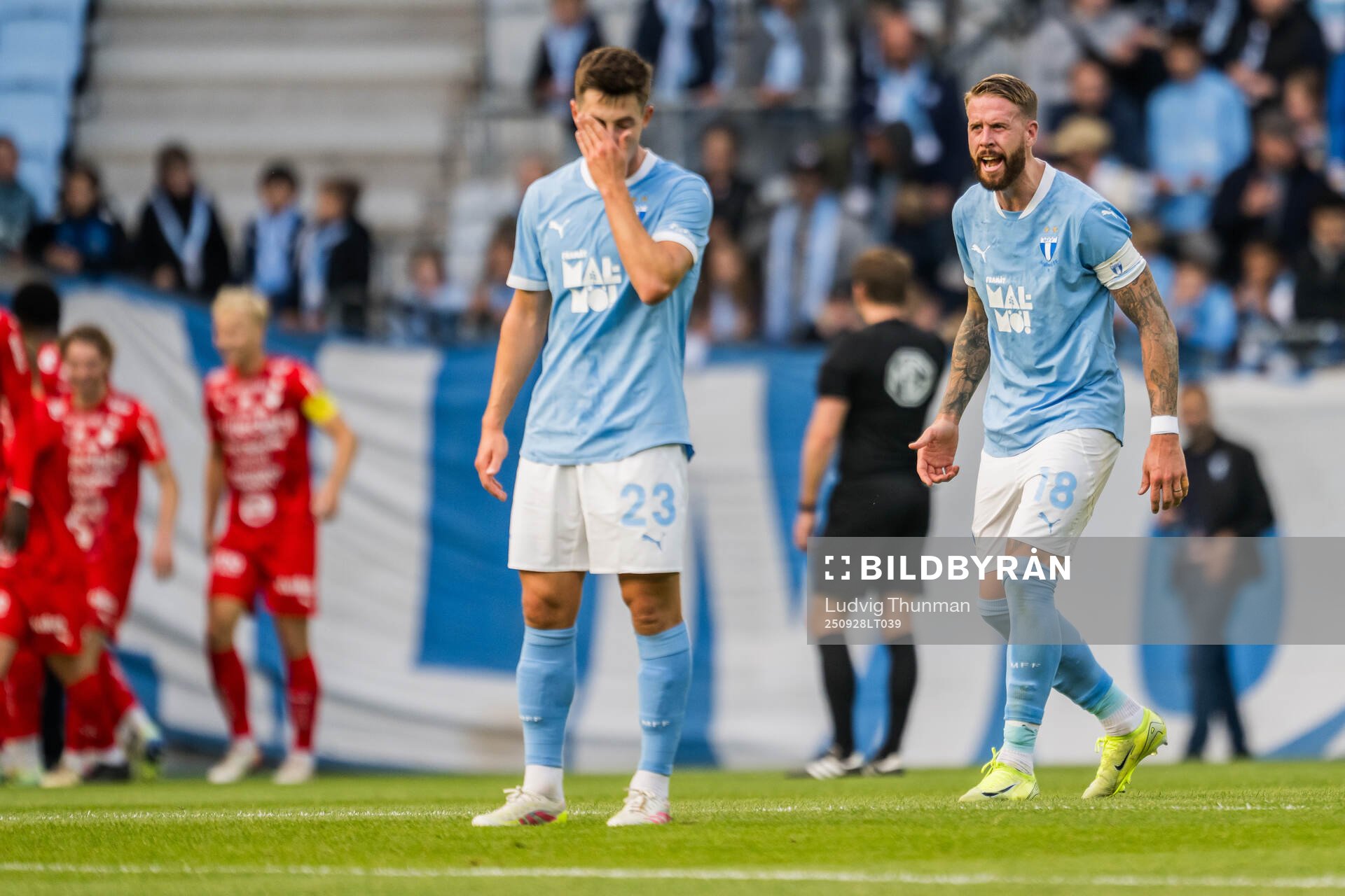 Malmö FFs Lasse Berg Johnsen och Malmö FFs Pontus Jansson