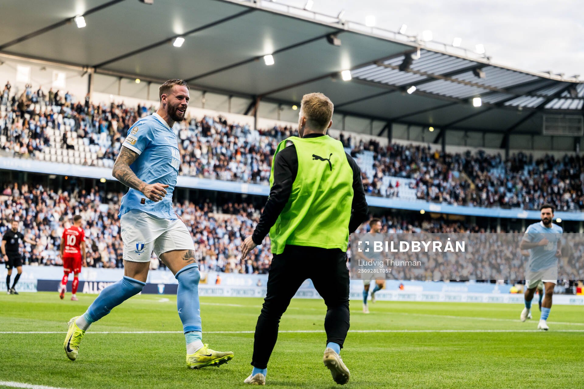 Malmö FFs Pontus Jansson och Anders Christiansen jublar