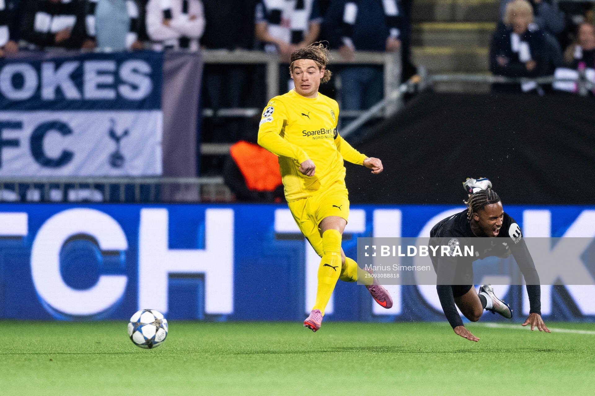 Patrick Berg of Bodø/Glimt and Wilson Odobert of Tottenham