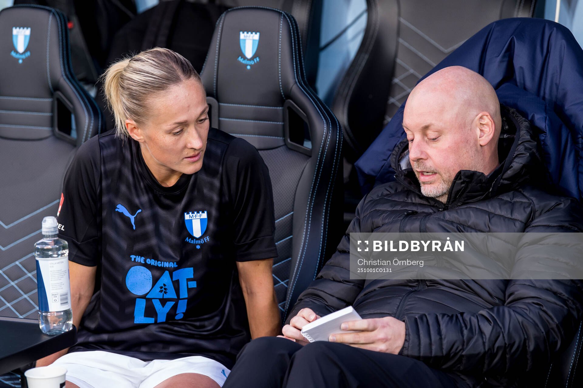 Malmö FFs Sanna Kullberg och tränare Jonas Valfridsson