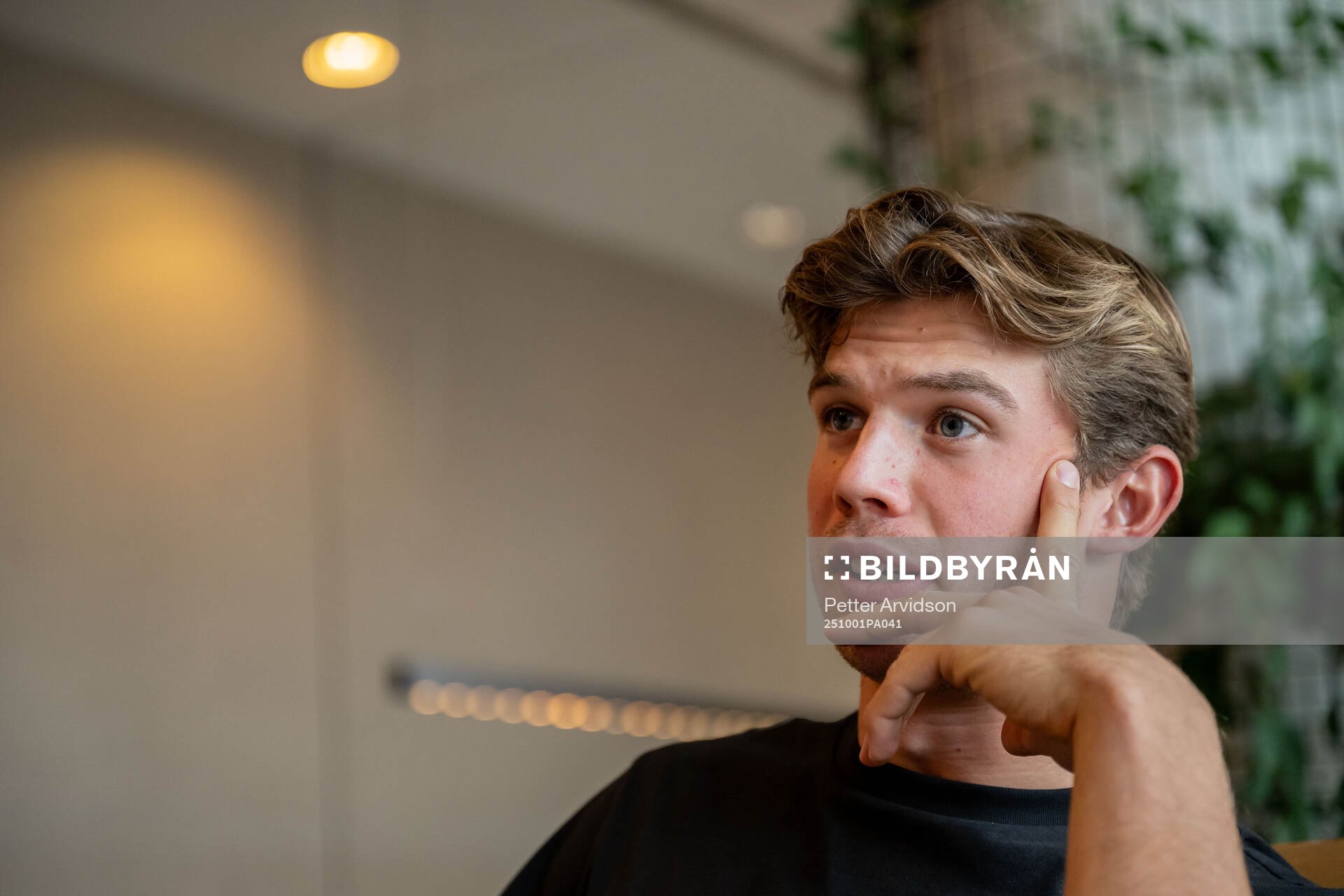 Goalkeeper Melker Ellborg of Malmö FF is being interviewed