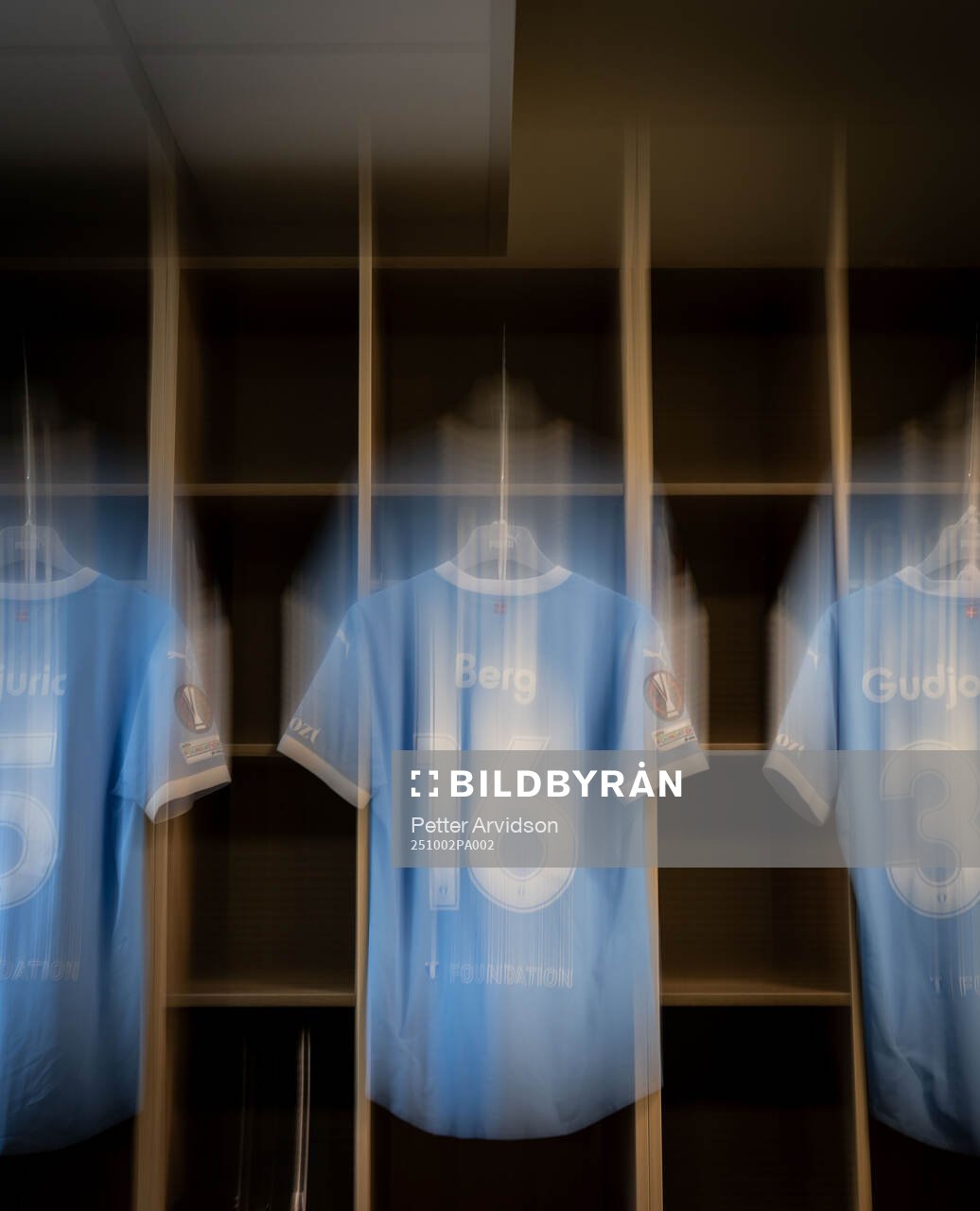 The kit of Oliver Berg of Malmö FF in the dressing room