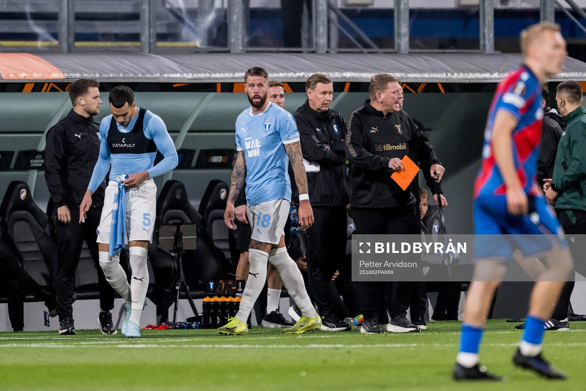 Pontus Jansson of Malmö FF receives medical attention