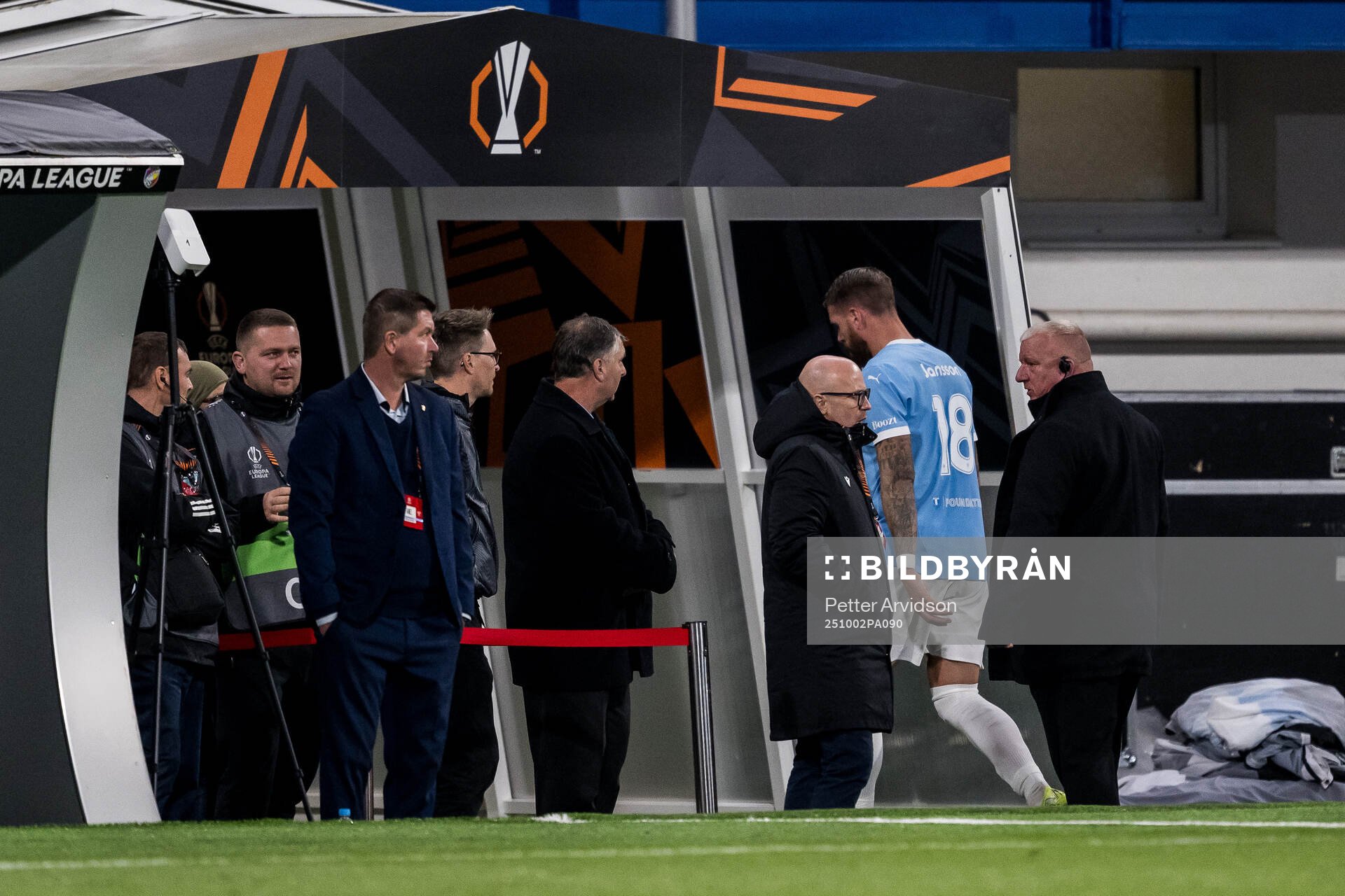 Pontus Jansson of Malmö FF receives medical attention