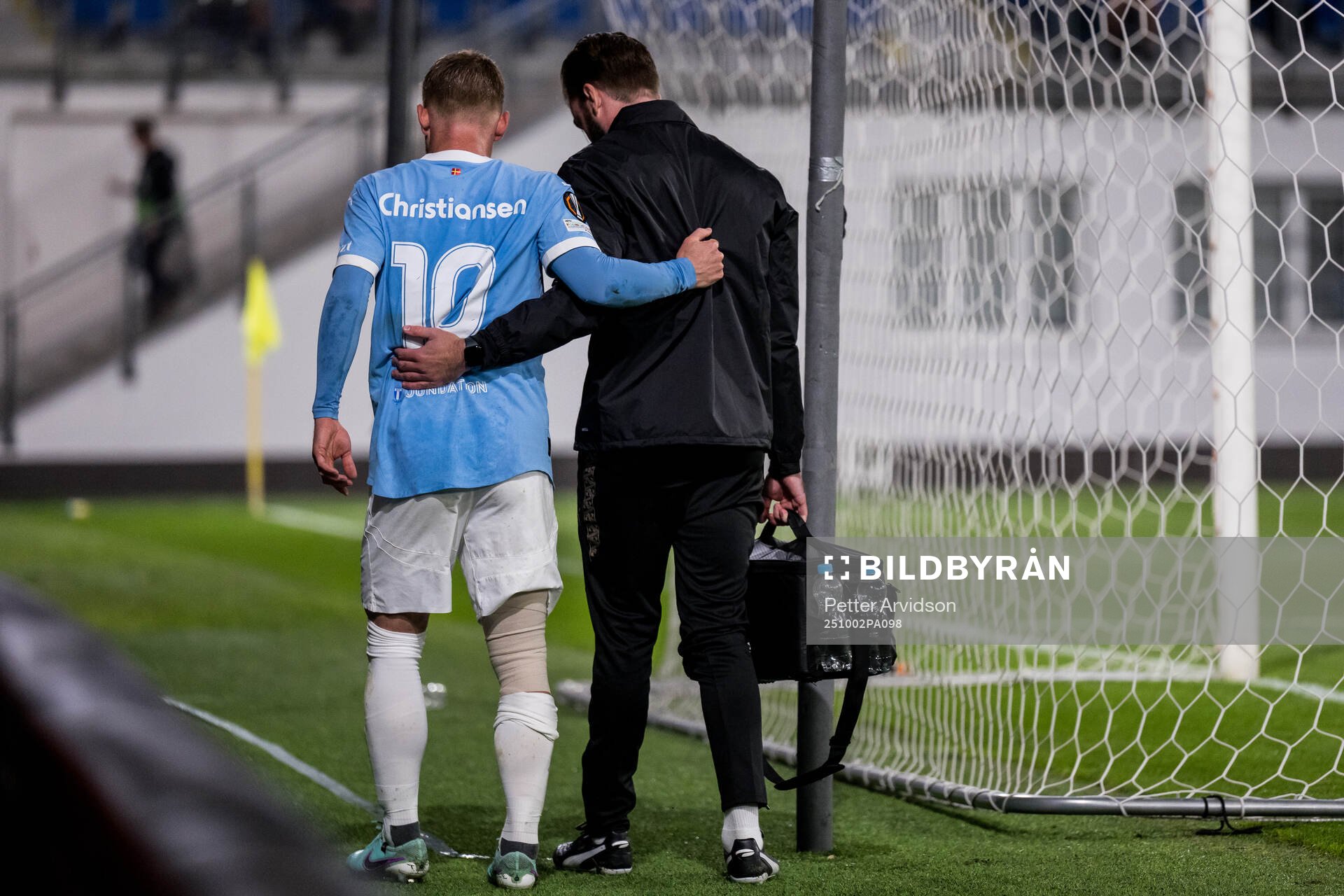 Anders Christiansen of Malmö FF receives medical attention