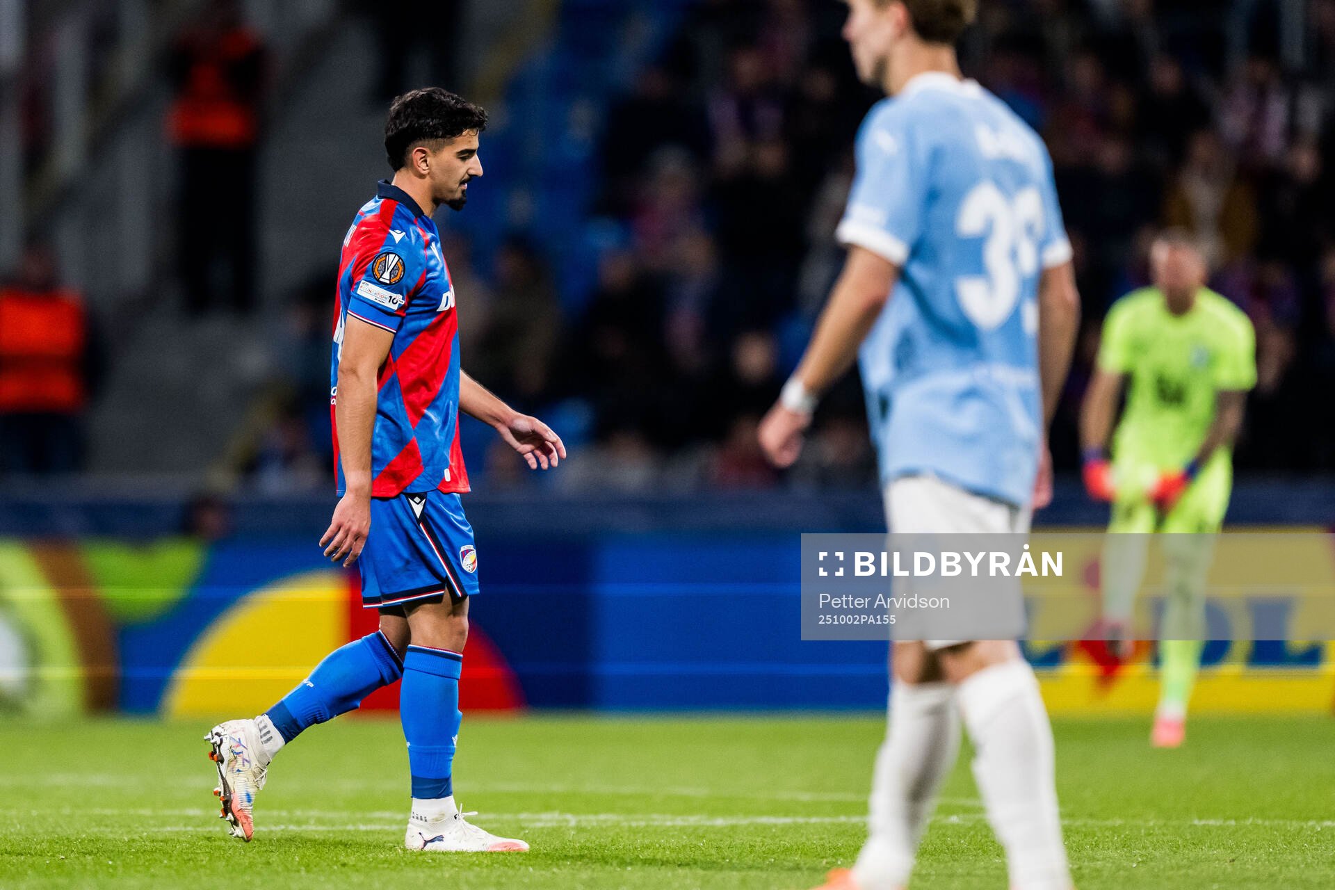 Merchas Doski of Viktoria Plzen leaves the pitch