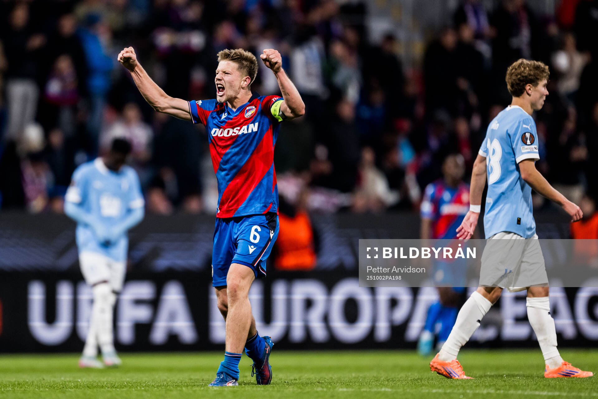 Lukas Cerv of Viktoria Plzen celebrates