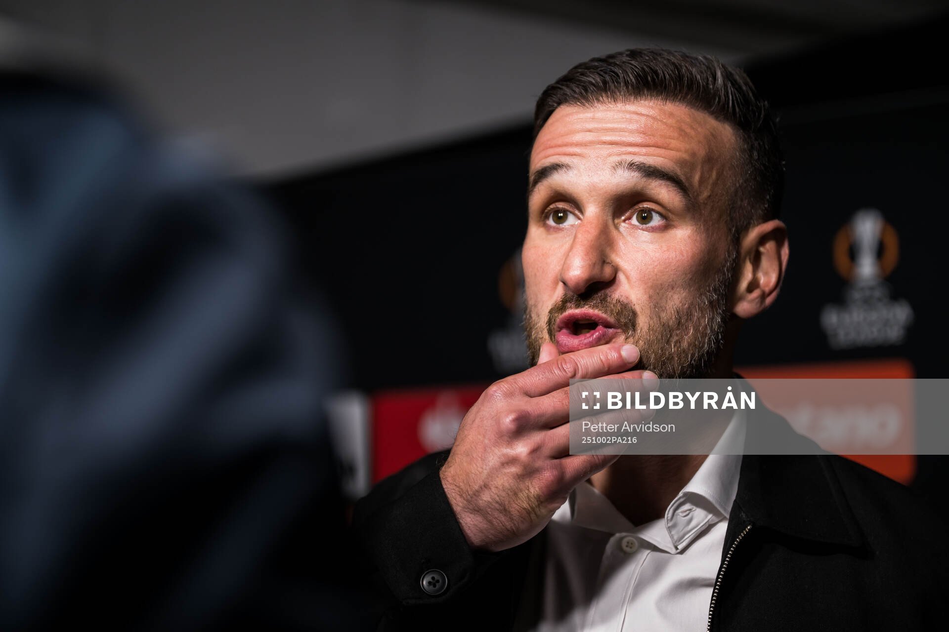 Head coach Anes Mravac of Malmö FF is being interviewed