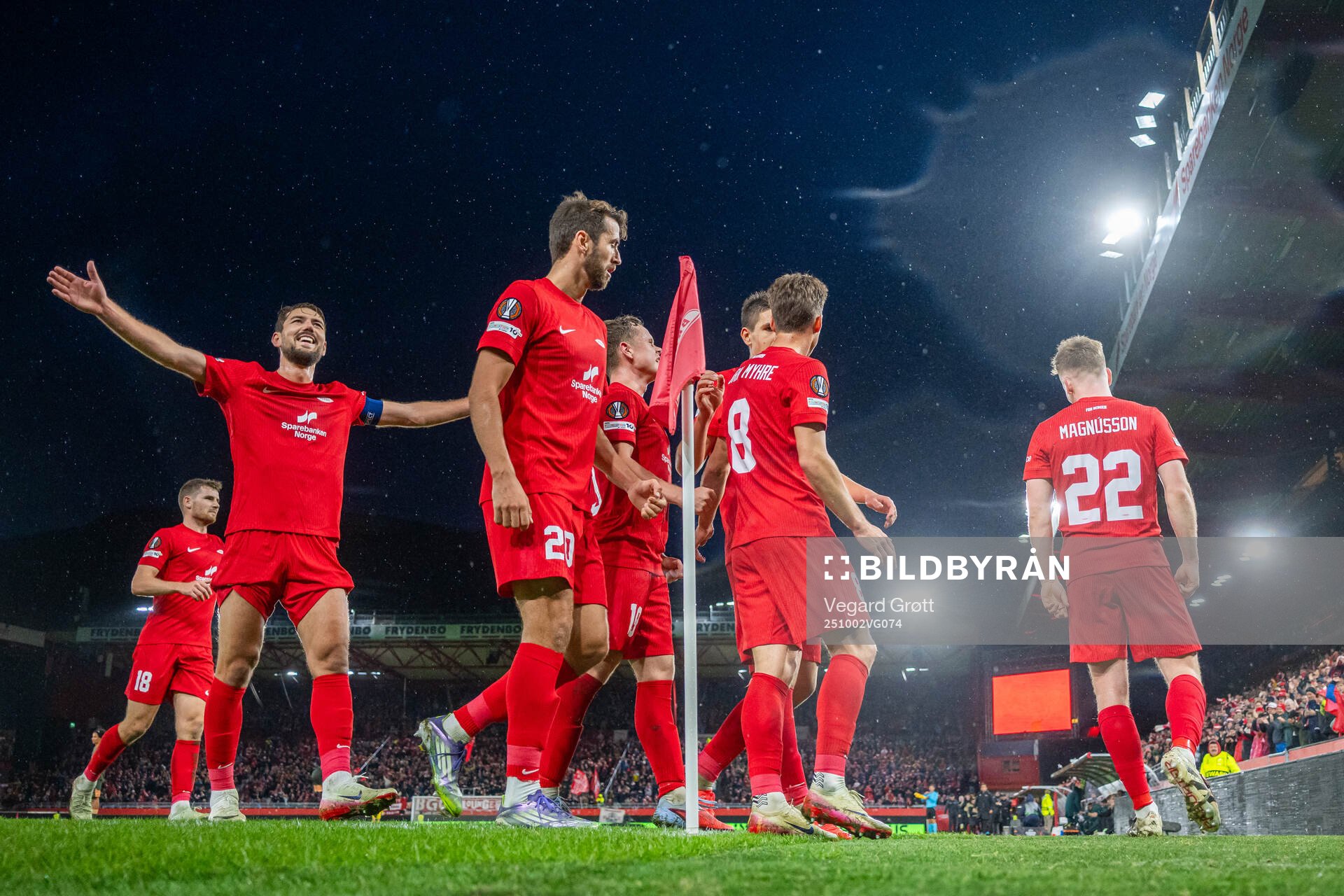 Sævar Atli Magnusson of Brann celebrates with Fredrik
