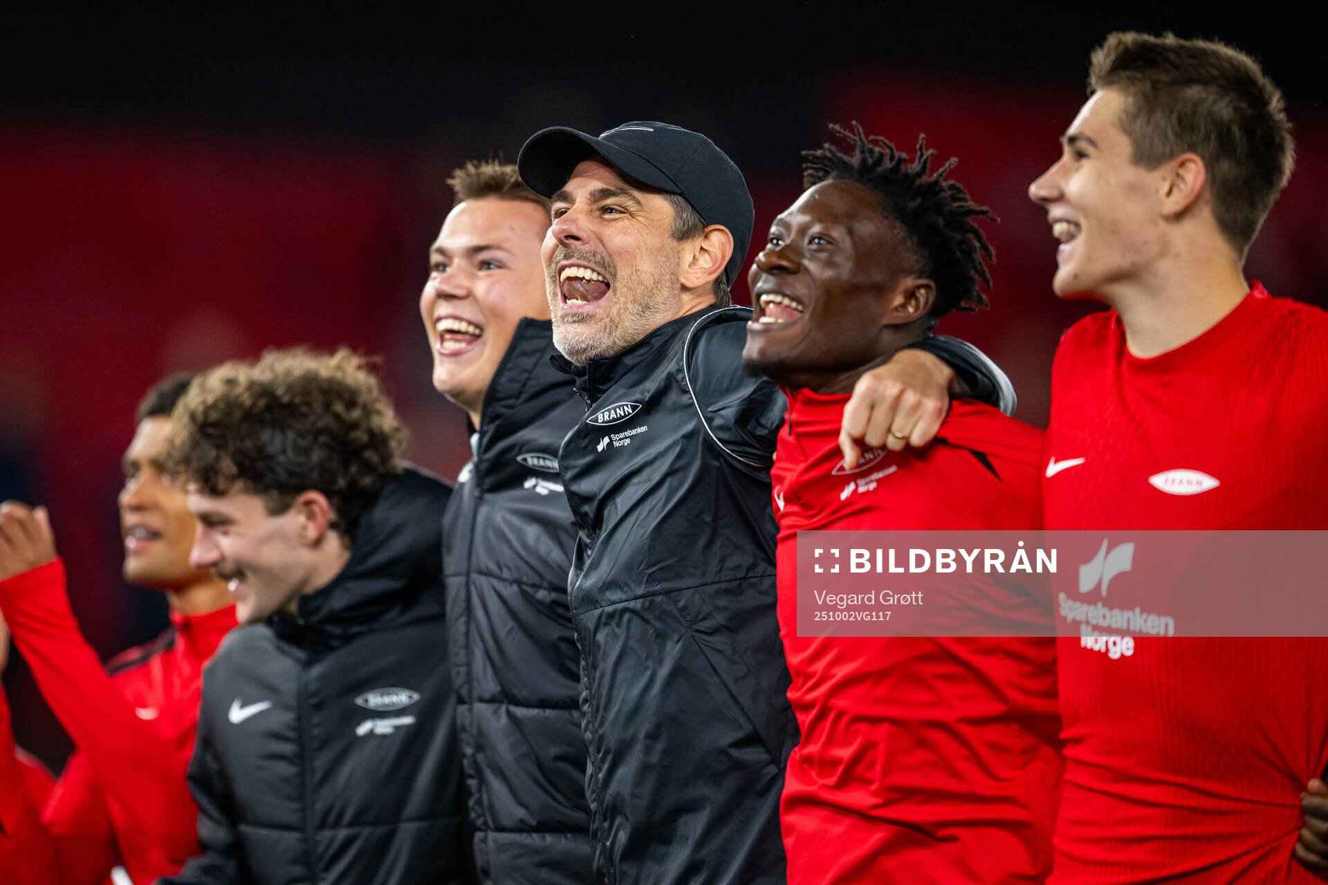 Freyr Alexandersson, head coach of Brann, celebrates with
