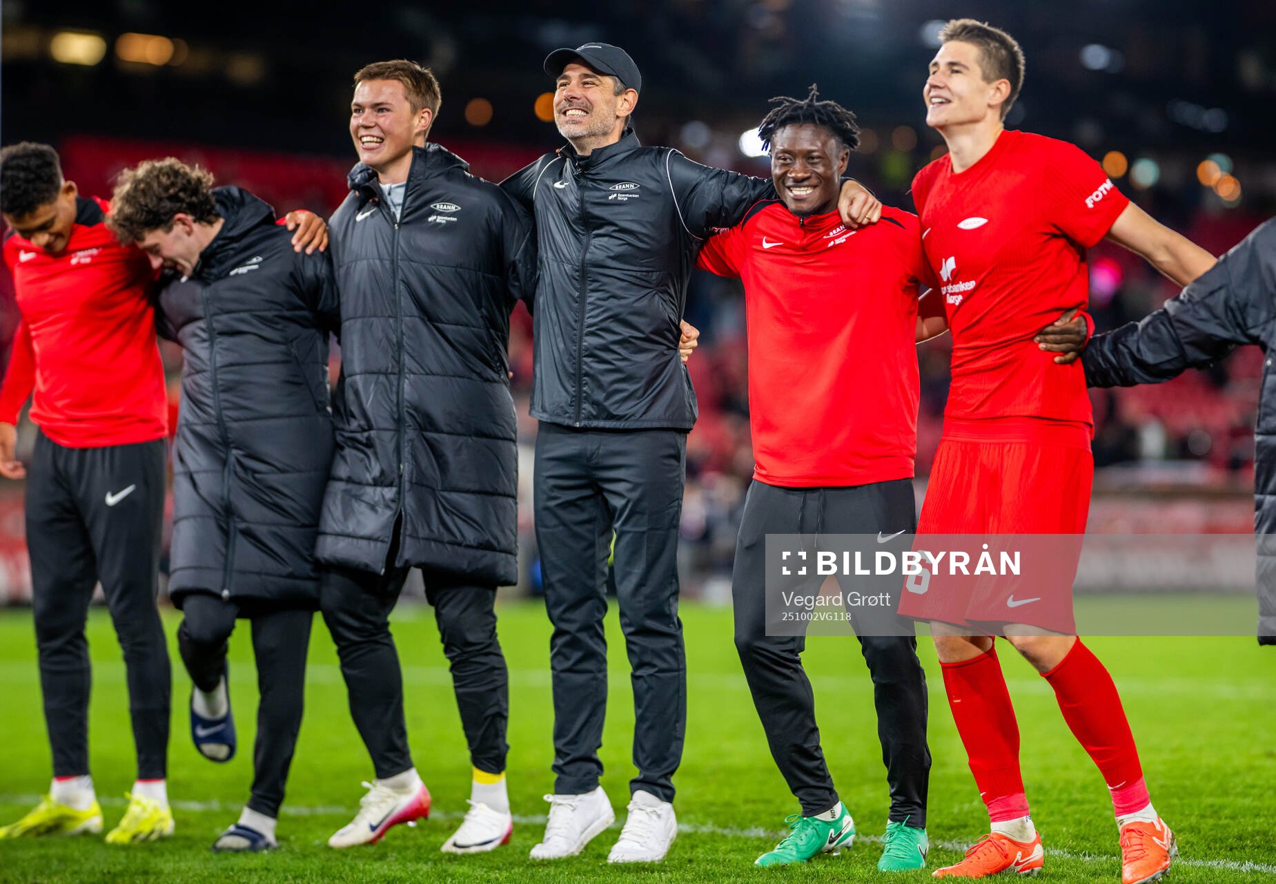 Freyr Alexandersson, head coach of Brann, celebrates with