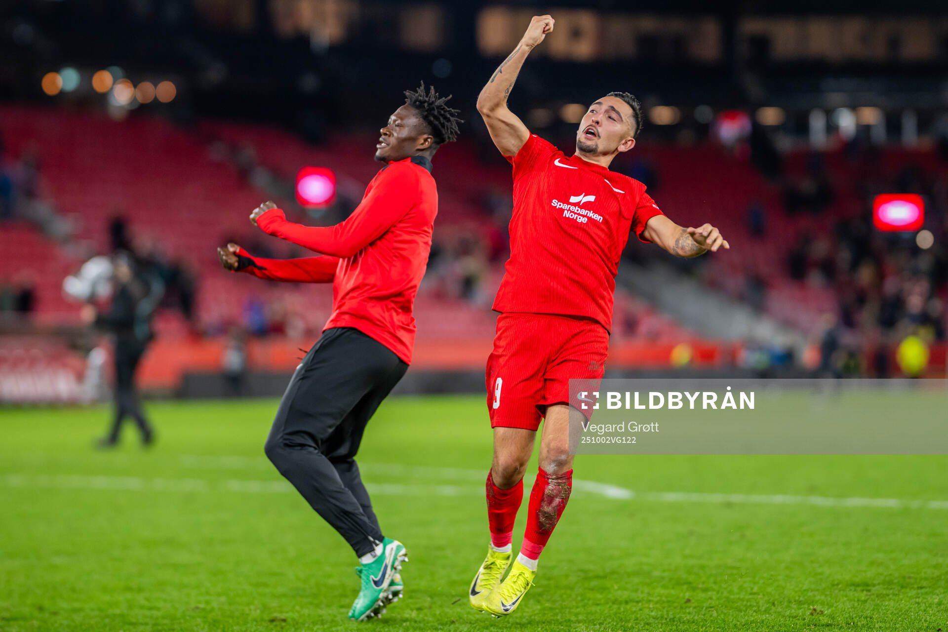 Nana Kwame Boakye and Niklas Castro of Brann celebrate
