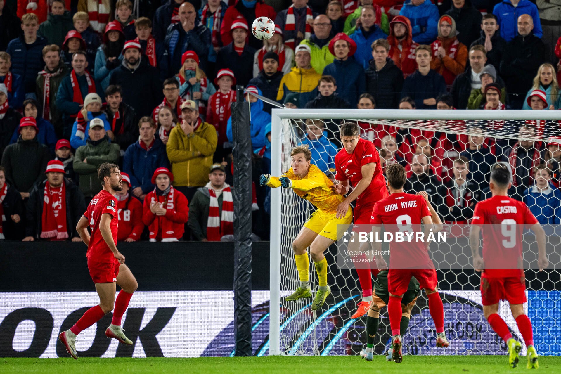 Goalkeeper Mathias Dyngeland and Eivind Helland of Brann