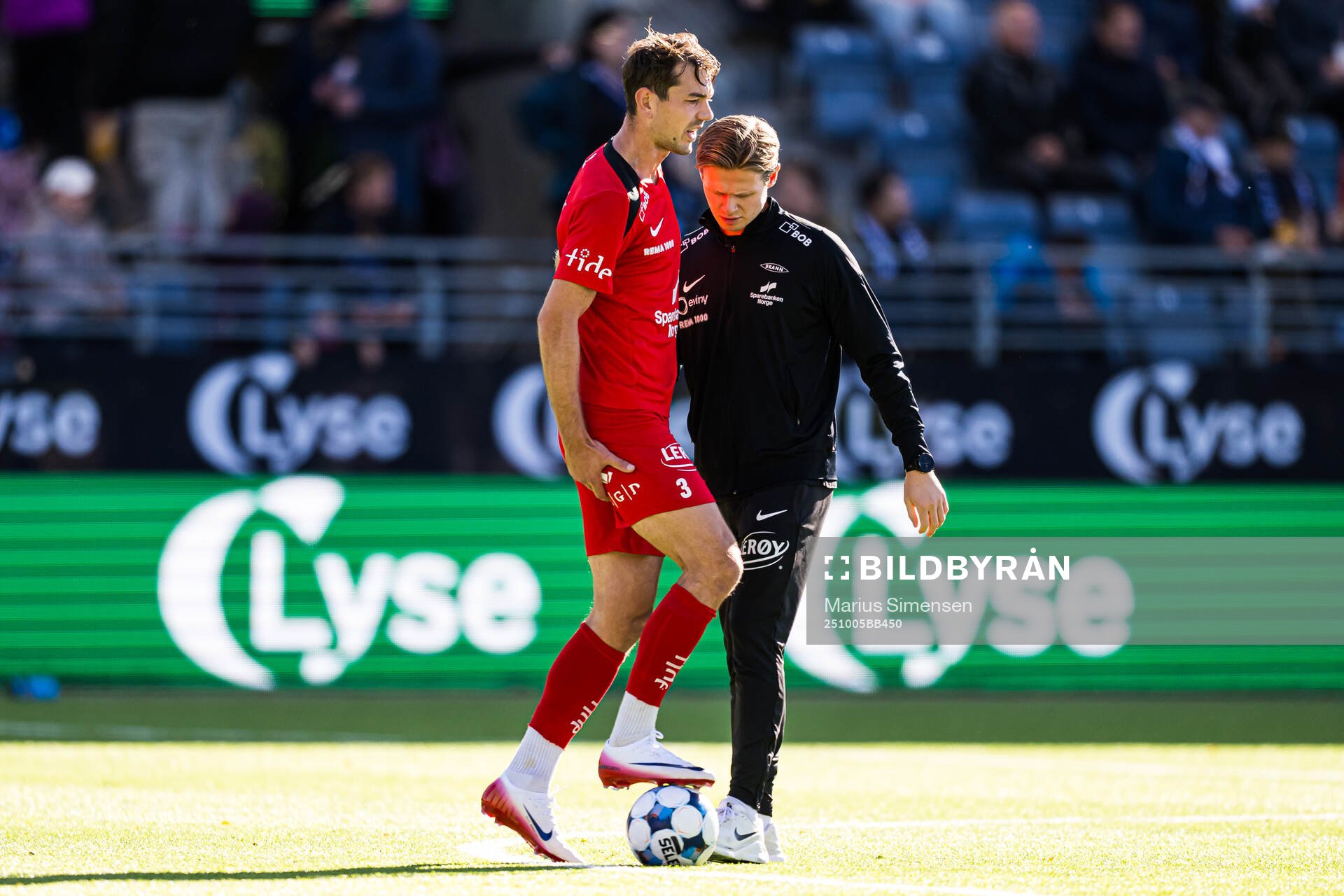 Fredrik Pallesen Knudsen of Brann with an injury