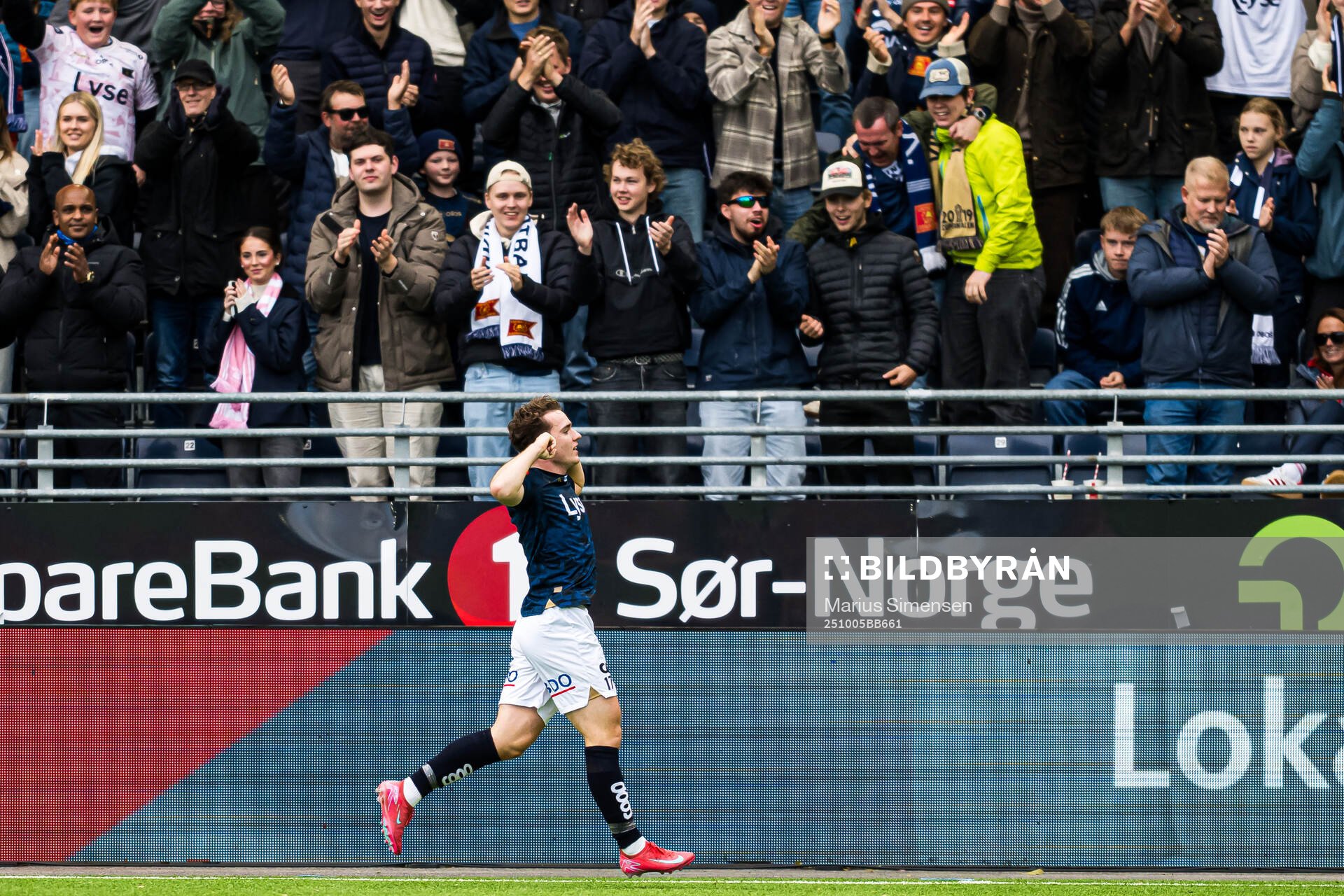 Edvin Austbø of Viking celebrates