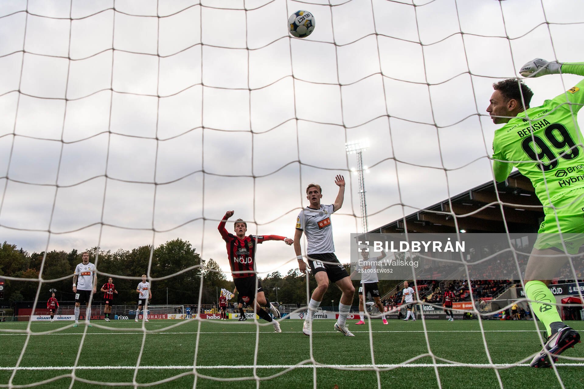 Brommapojkarnas Daleho Irandust (not pictured) scores 1-0