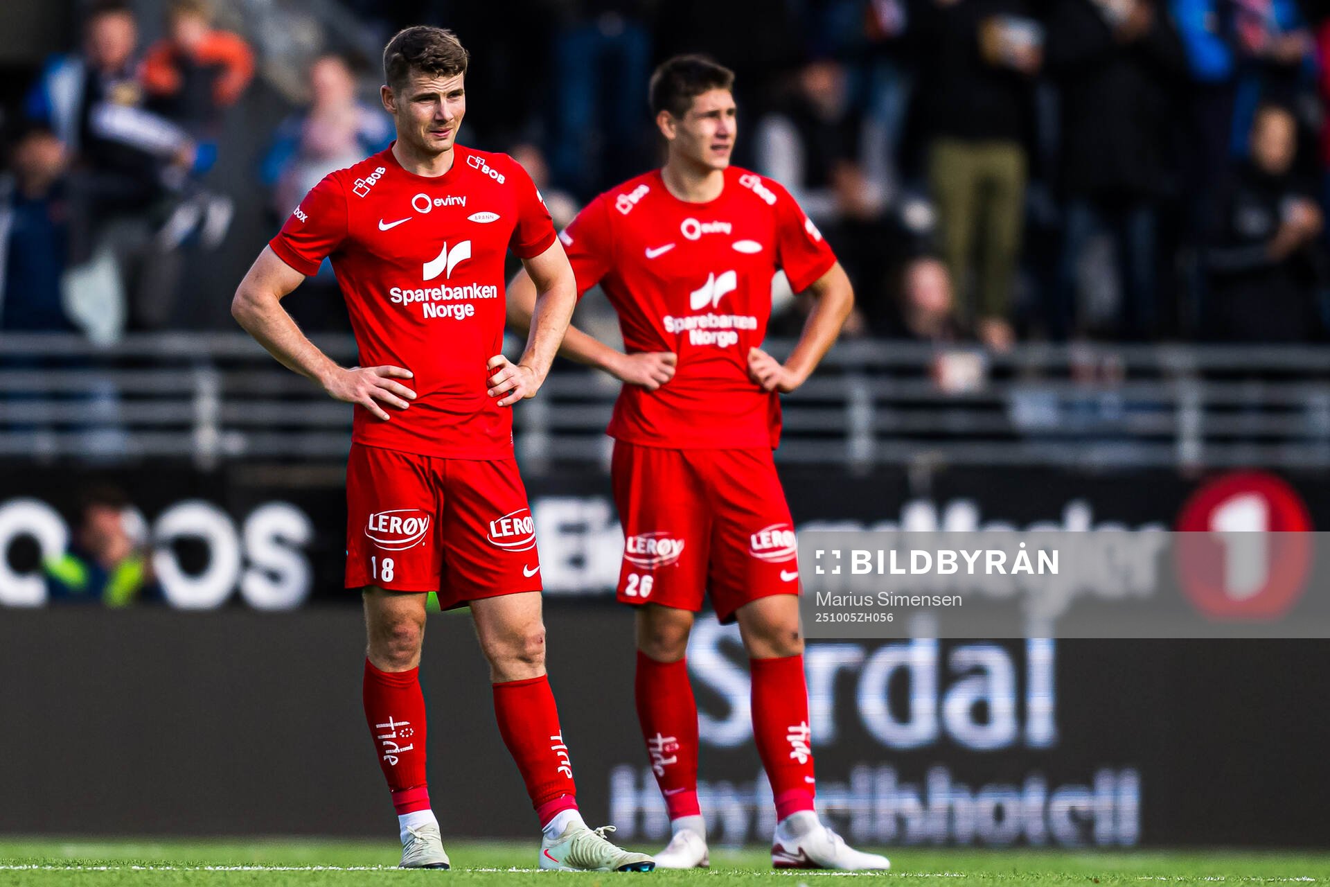 Jacob Ebsen Sørensen and Eivind Helland of Brann looks