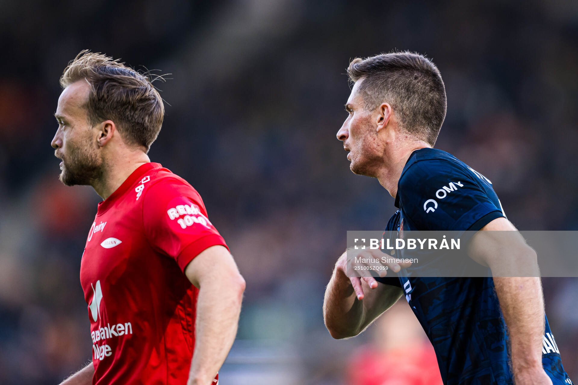 Bård Finne of Brann and Kristoffer Haugen of Viking