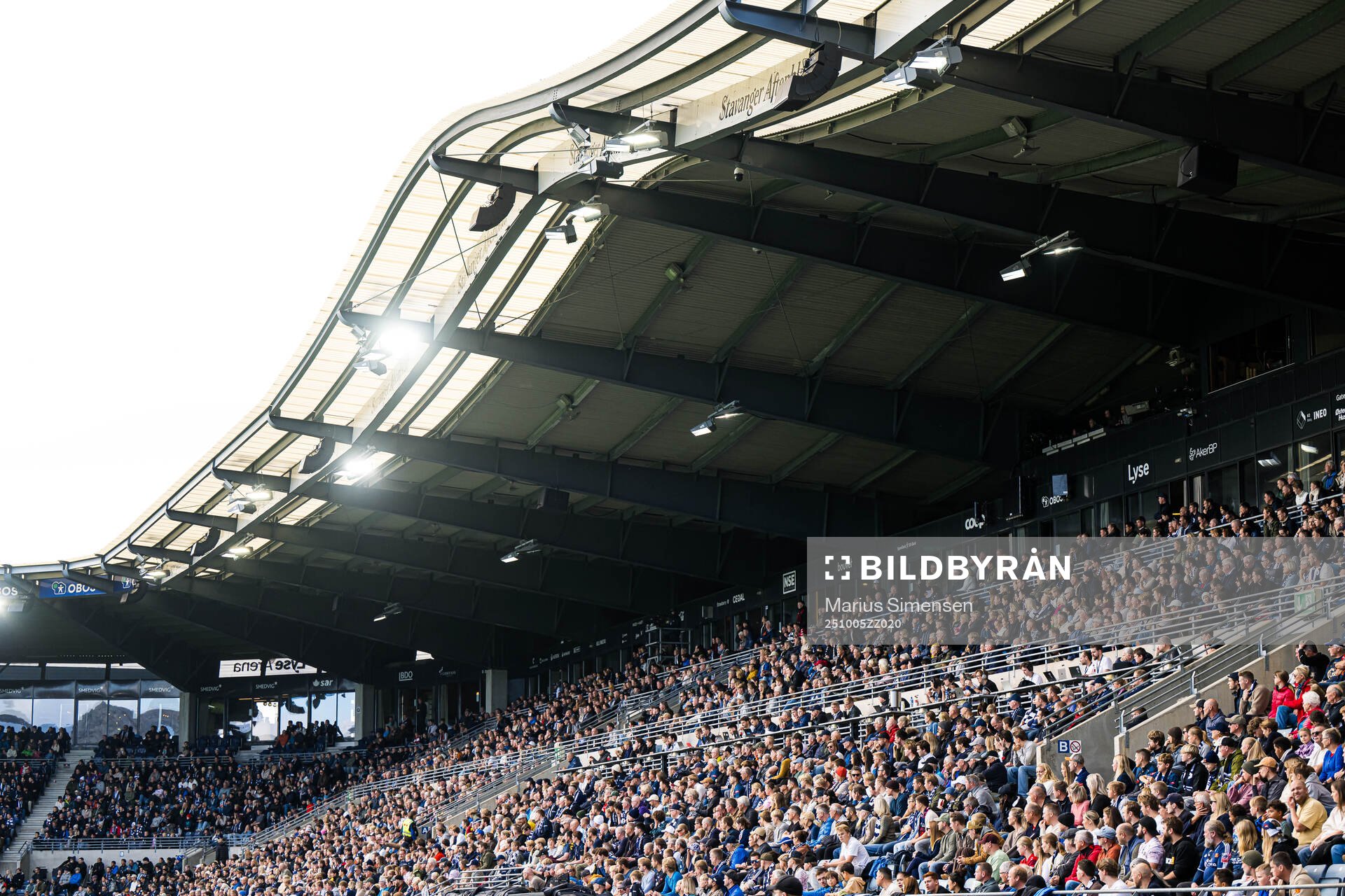 Spectators in the stands at Lyse Arena