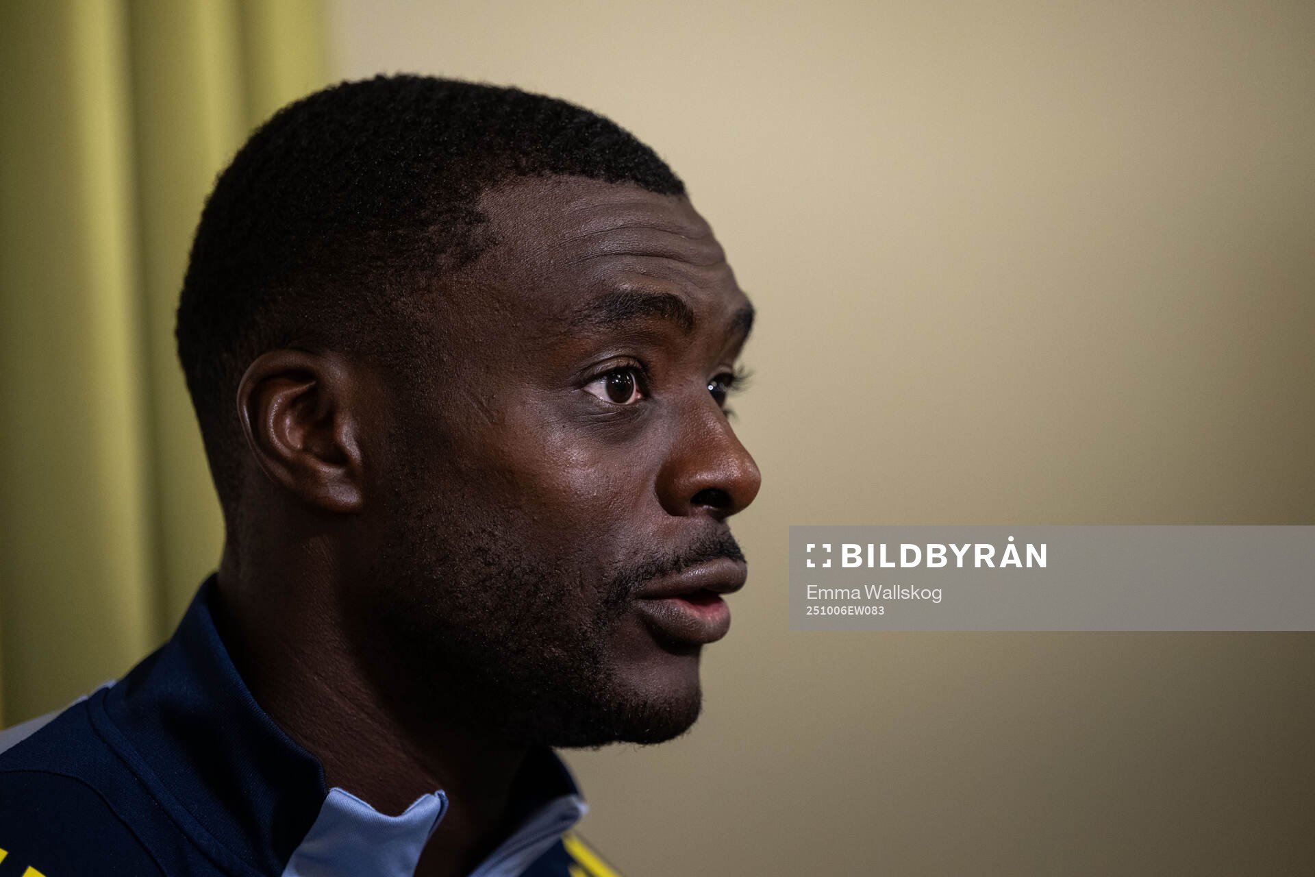 Ken Sema of the Swedish national football team in mixed zone