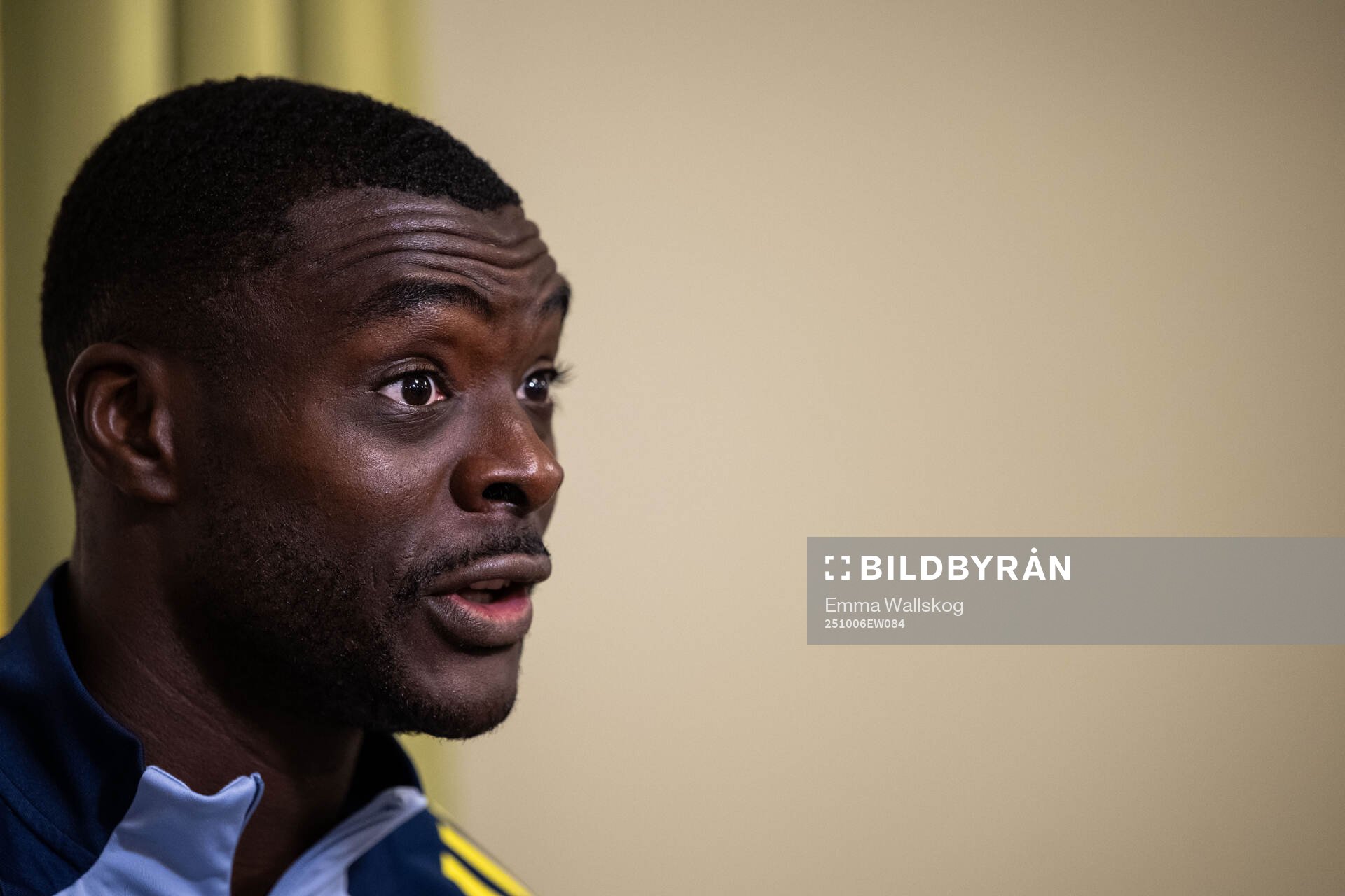 Ken Sema of the Swedish national football team in mixed zone