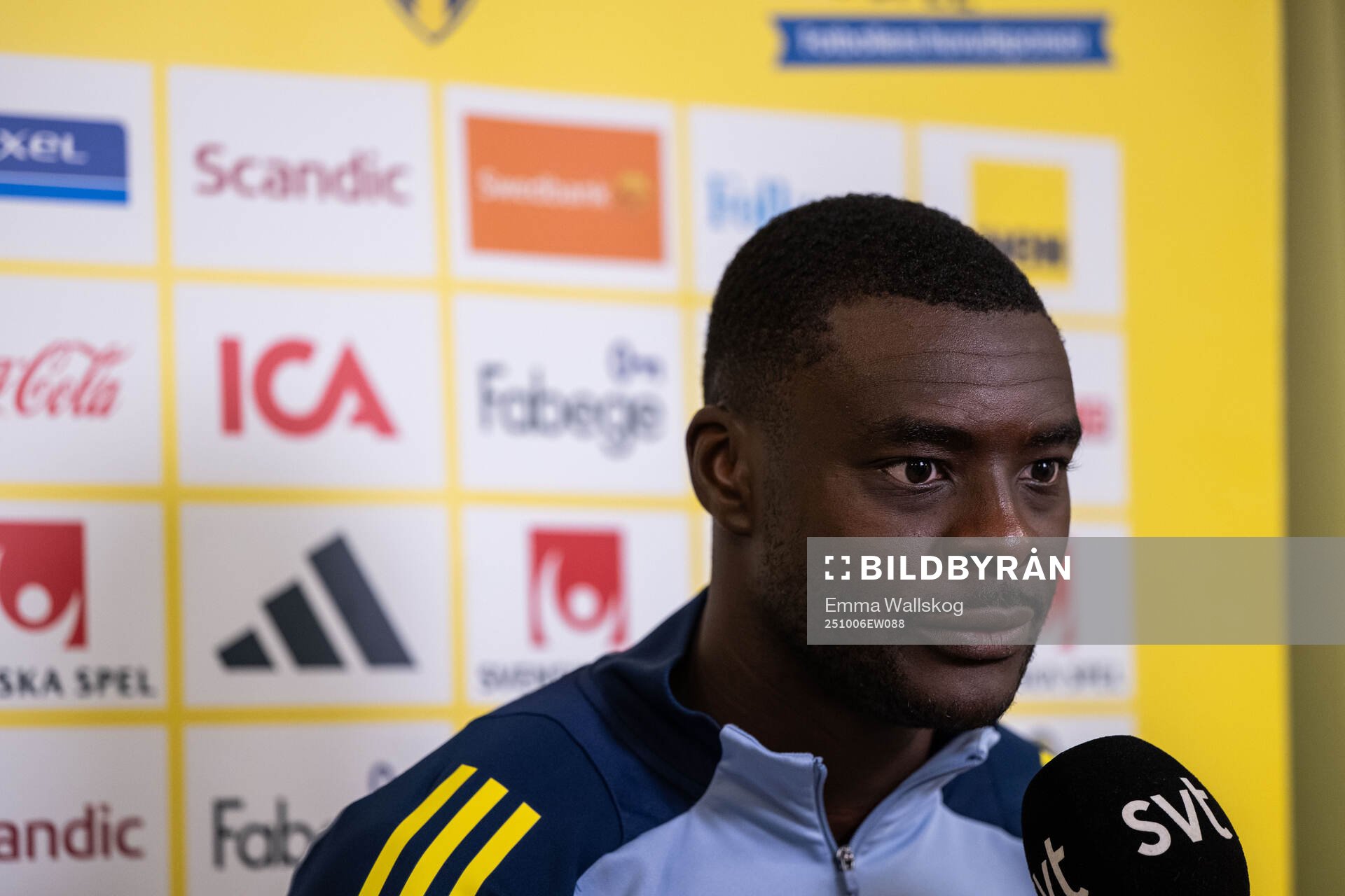 Ken Sema of the Swedish national football team in mixed zone