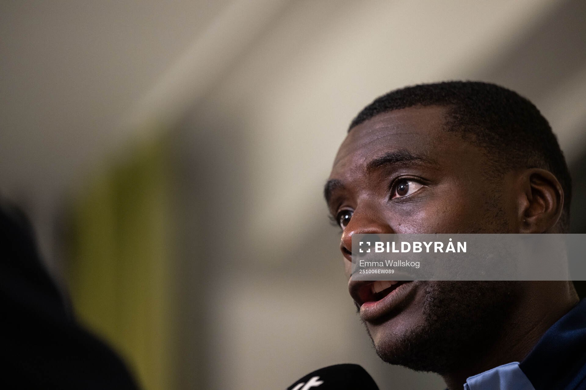 Ken Sema of the Swedish national football team in mixed zone