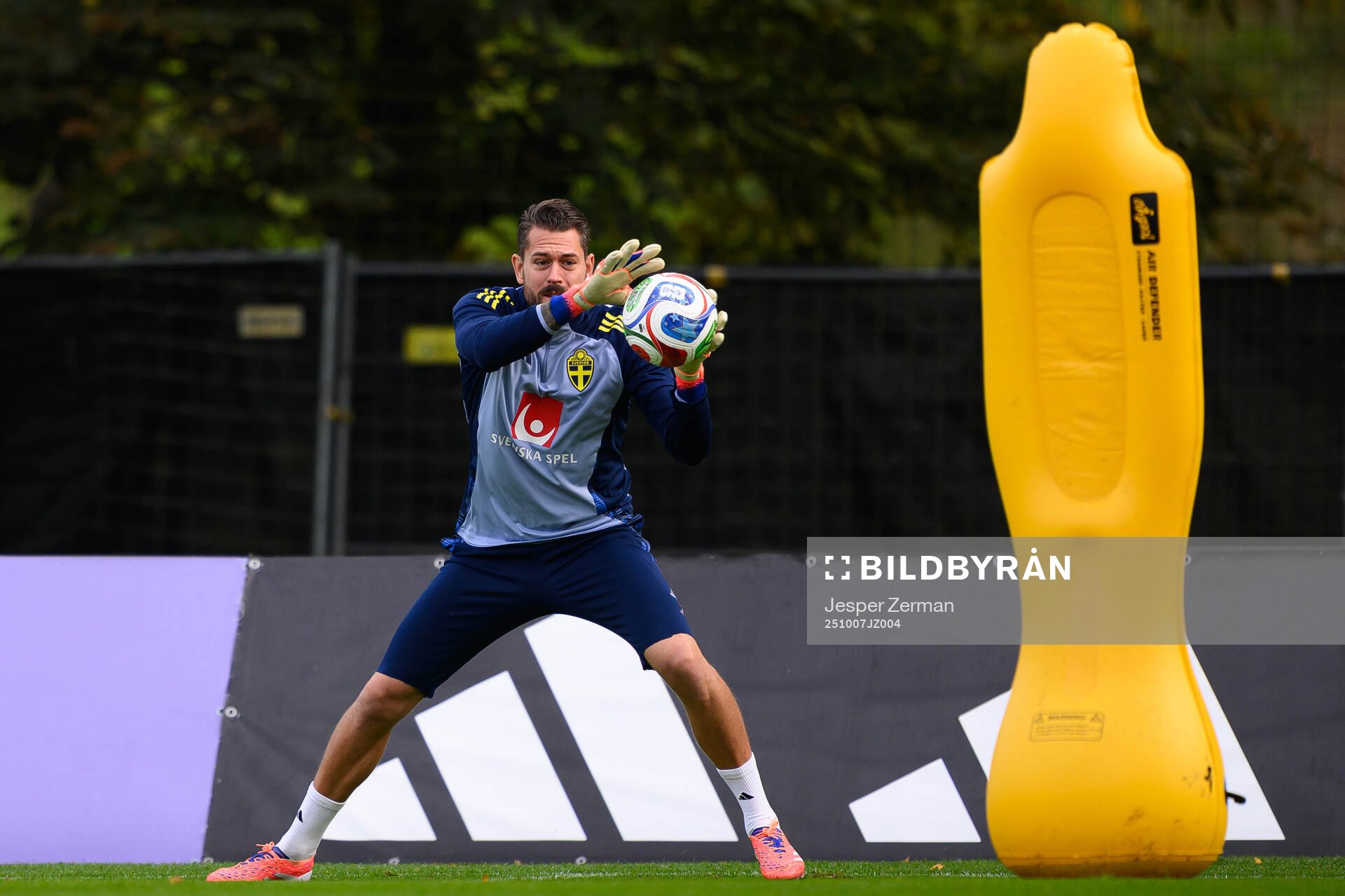 Goalkeeper Kristoffer Nordfeldt of the Swedish men's