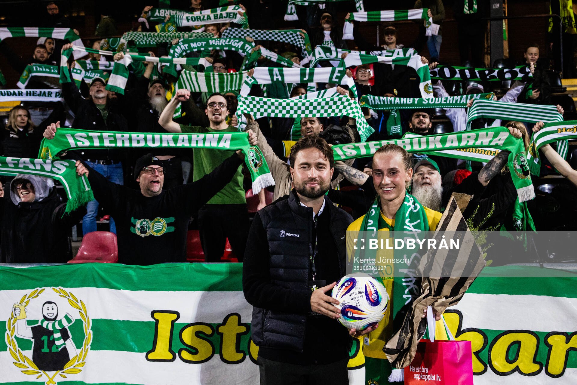 Supporters of Hammarby and Ellen Wangerheim of Hammarby