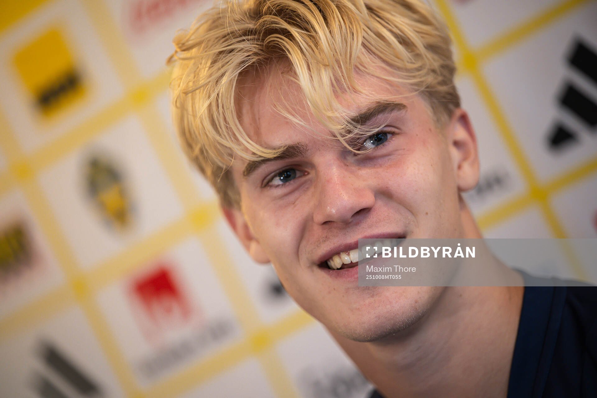 Lucas Bergvall of the Swedish national football team in a